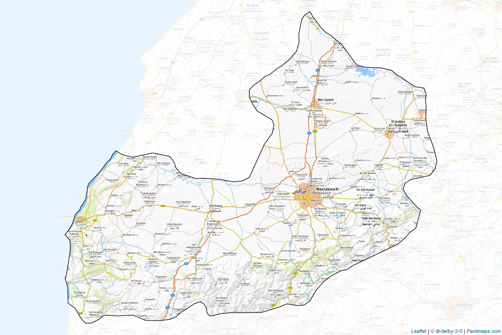 Marrakech - Tensift - Al Haouz (Morocco) Map Cropping Samples-1