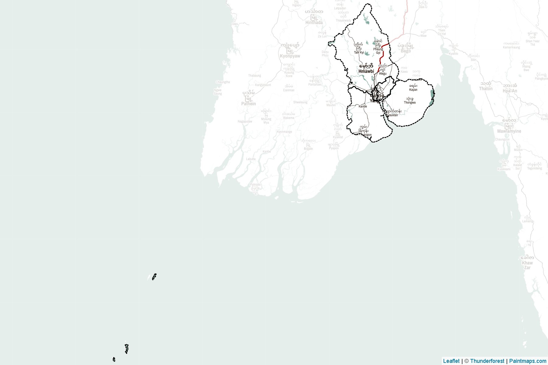 Muestras de recorte de mapas Yangon (Myanmar)-2