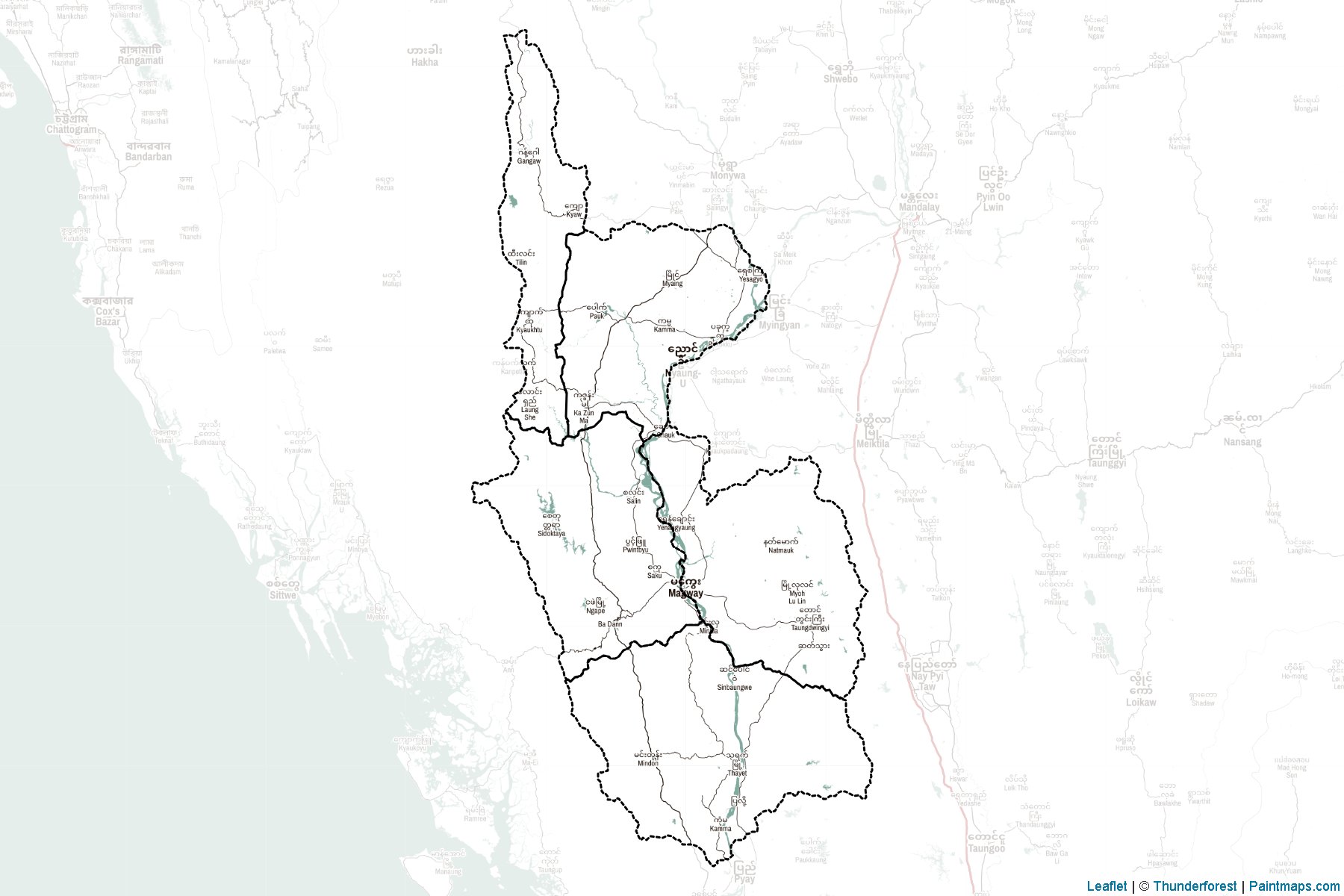 Magway Bölgesi (Myanmar) Haritası Örnekleri-2