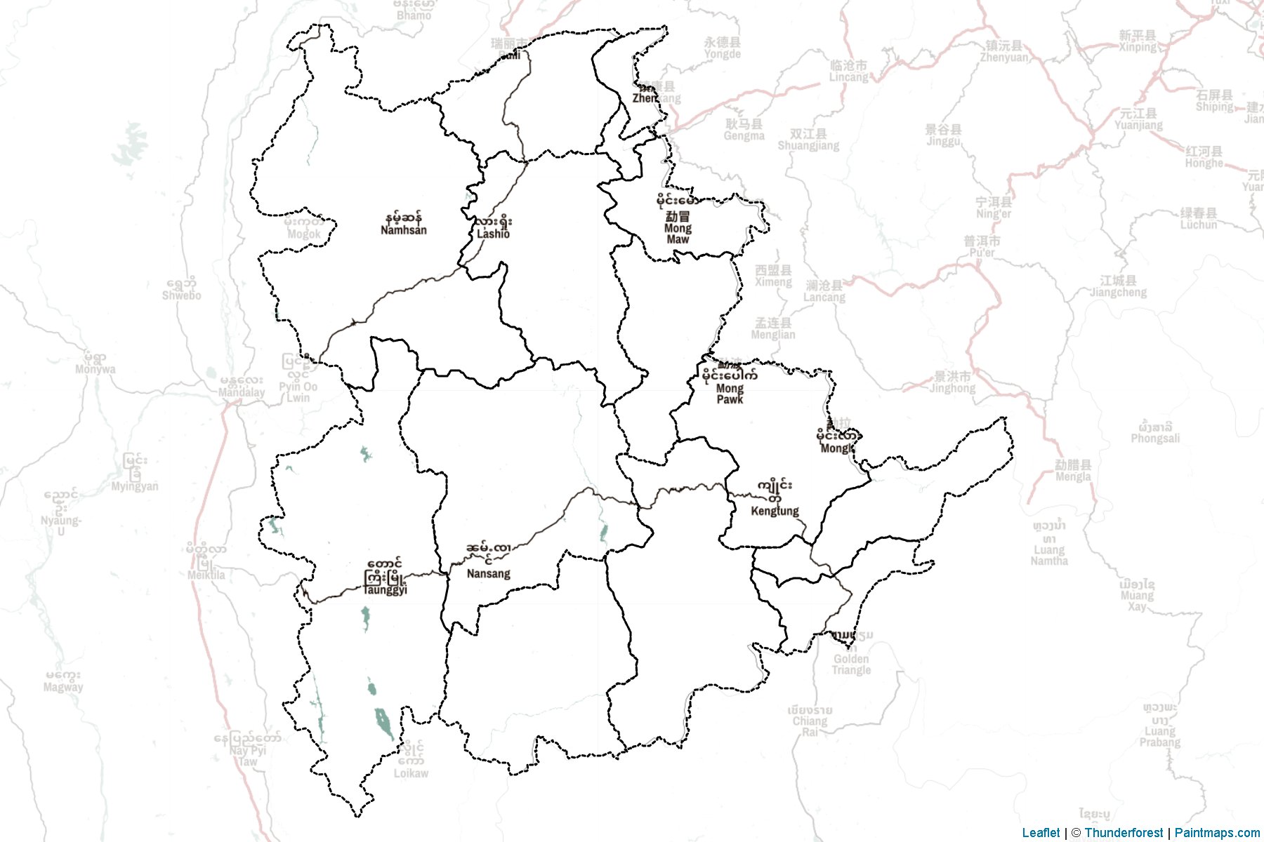 Muestras de recorte de mapas Shan (Myanmar)-2