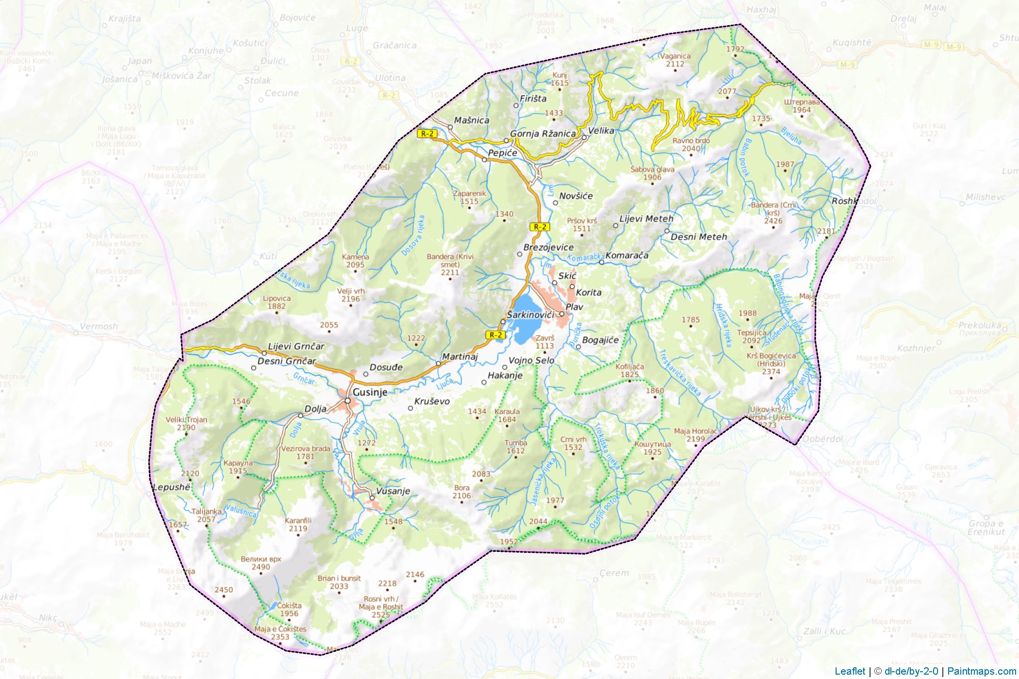 Muestras de recorte de mapas Plav (Montenegro)-1