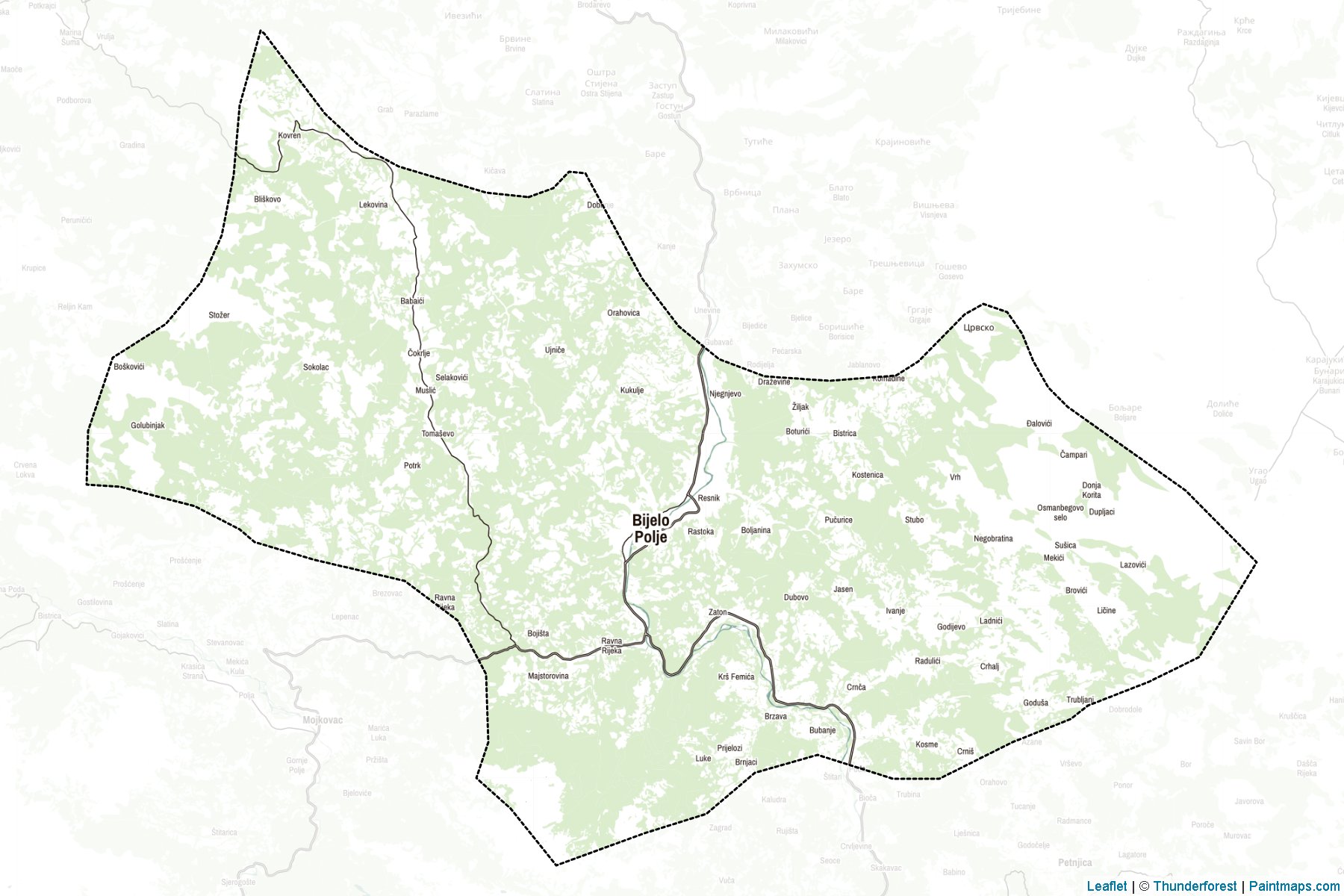 Muestras de recorte de mapas Bijelo Polje (Montenegro)-2