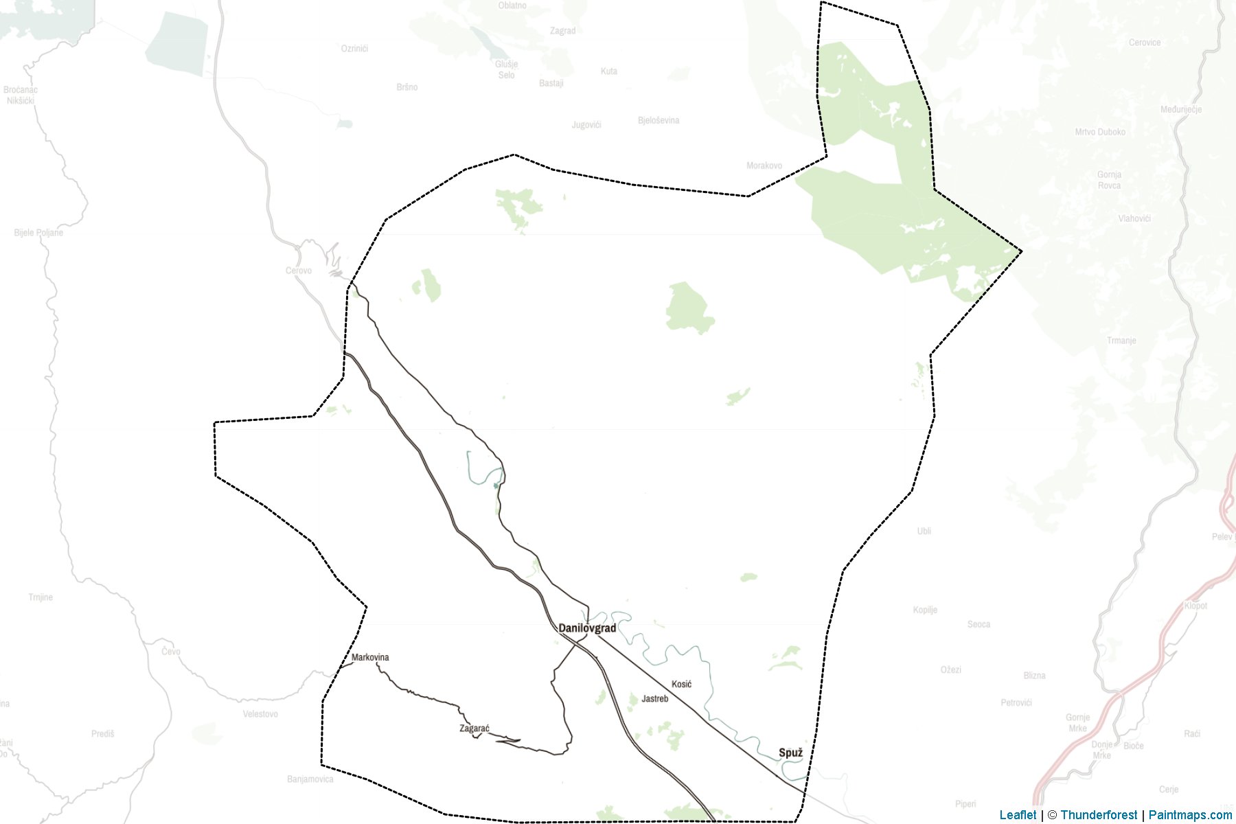 Muestras de recorte de mapas Danilovgrad (Montenegro)-2