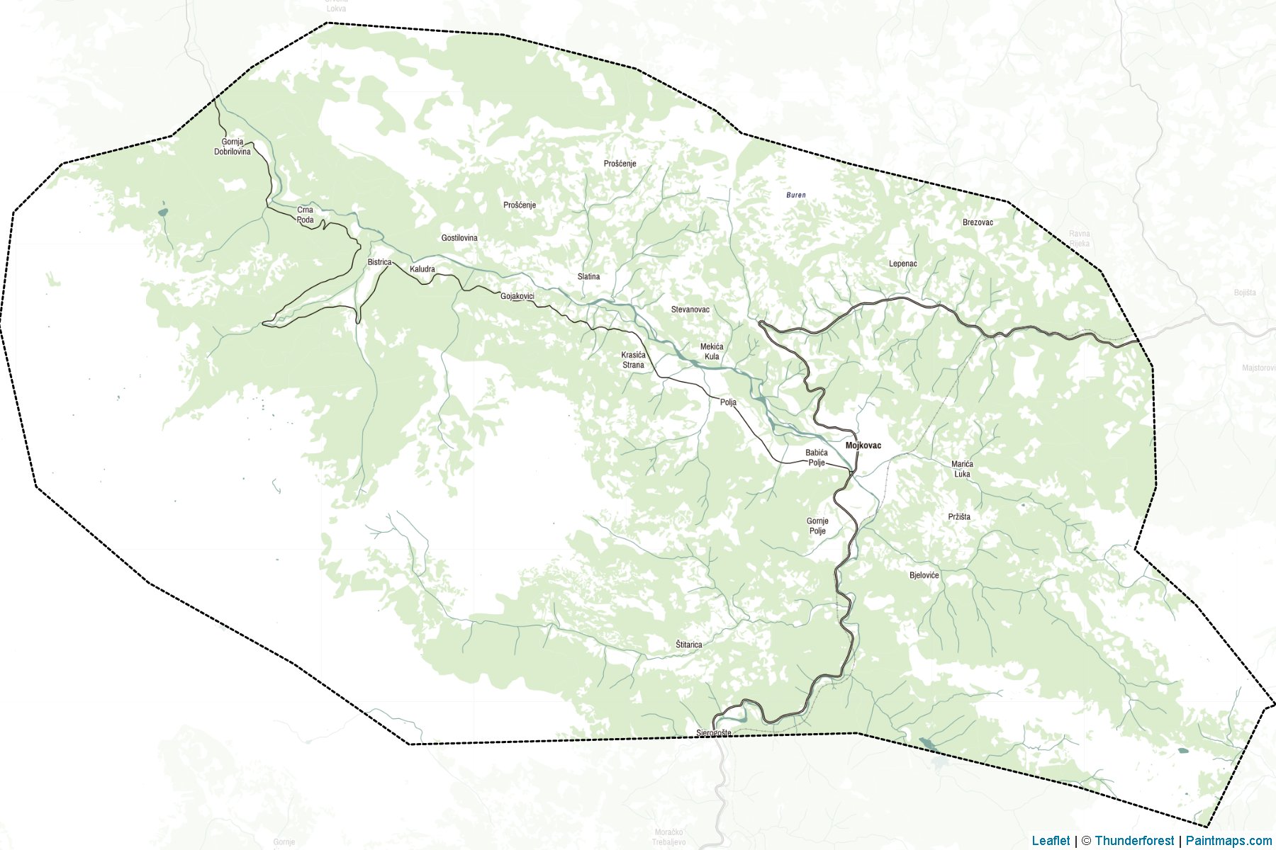 Muestras de recorte de mapas Mojkovac (Montenegro)-2