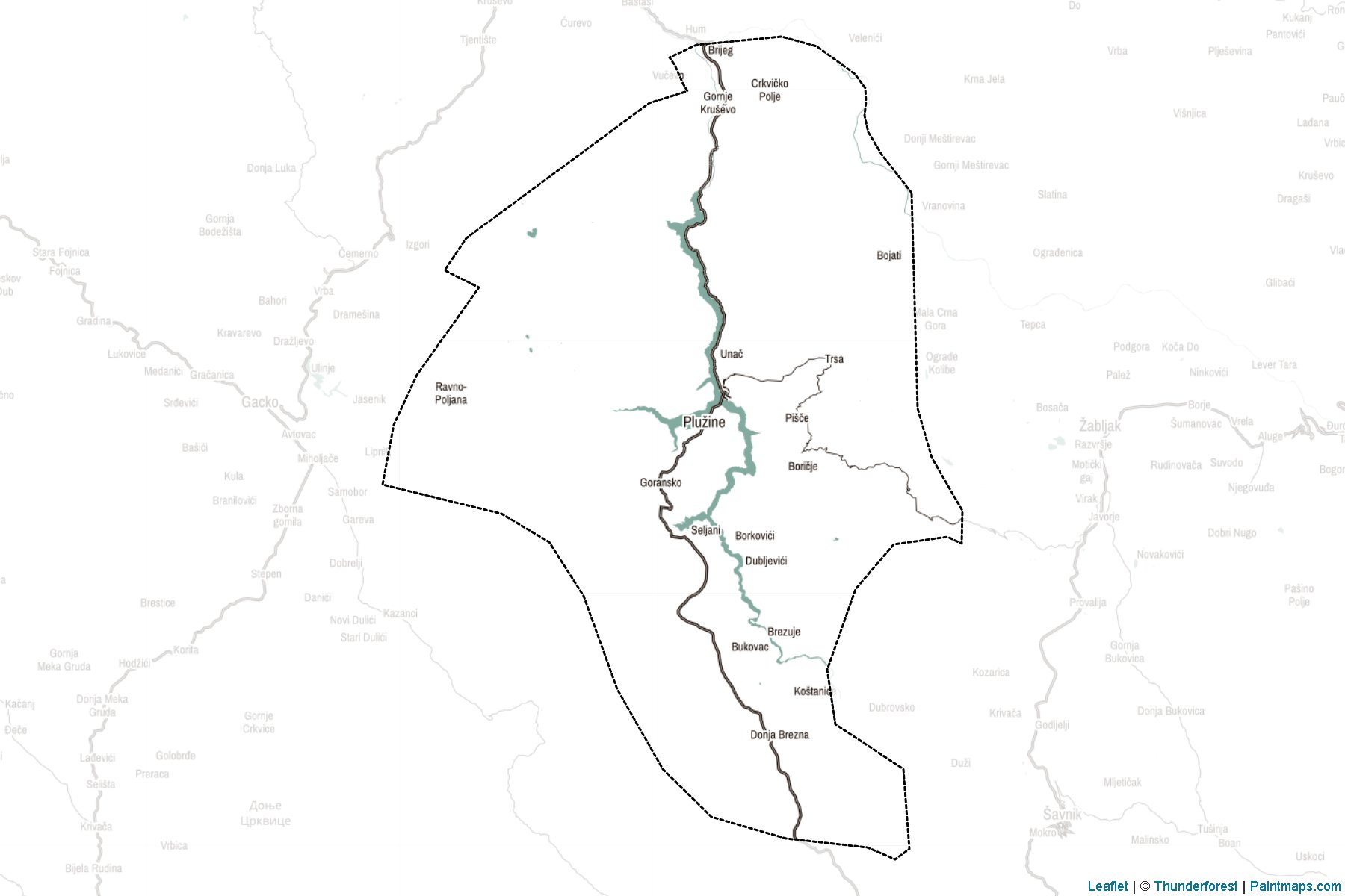 Muestras de recorte de mapas Plužine (Montenegro)-2