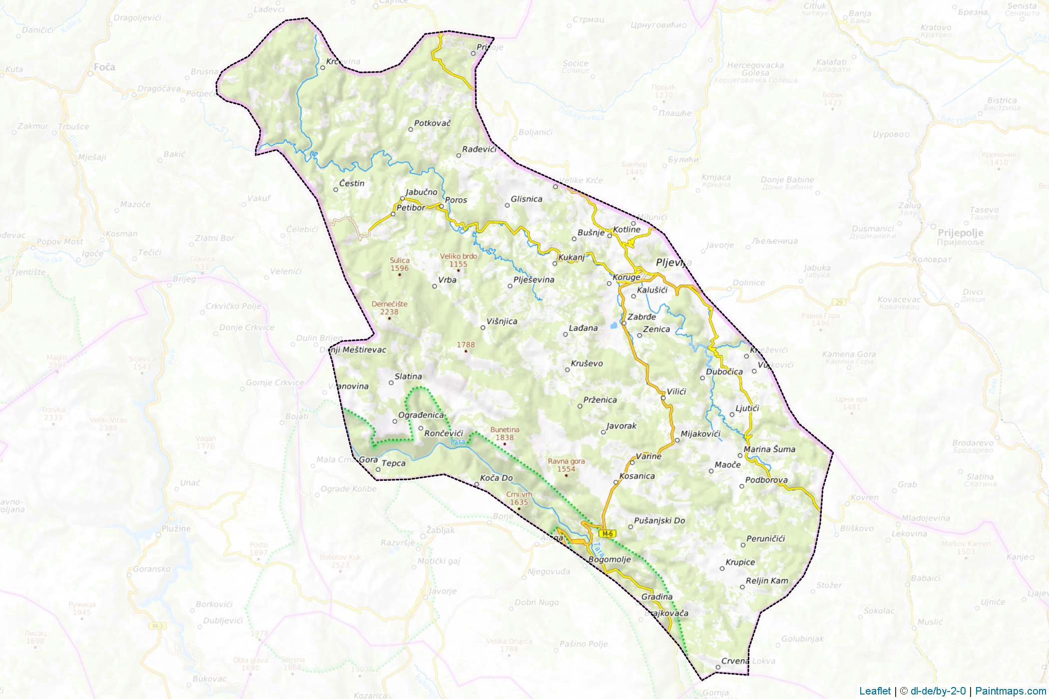 Muestras de recorte de mapas Pljevlja (Montenegro)-1