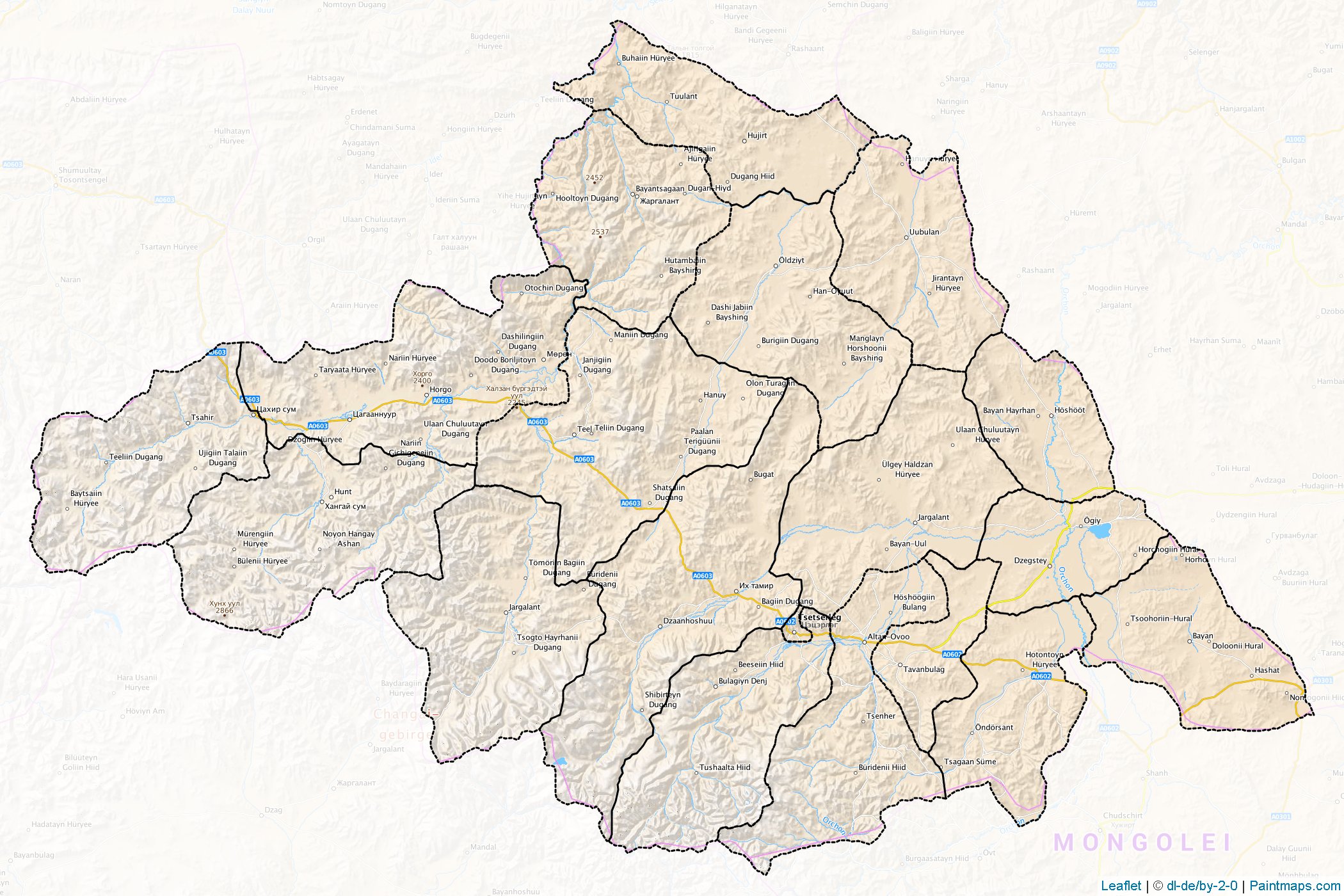 Arhangay (Mongolia) Map Cropping Samples-1