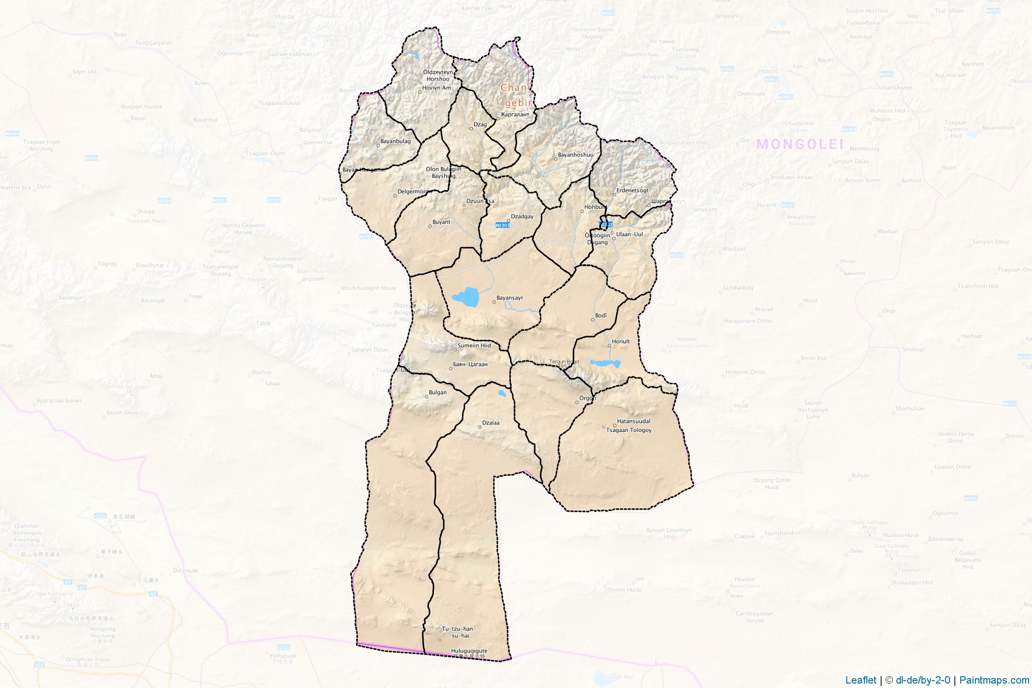 Bayanhongor (Mongolia) Map Cropping Samples-1