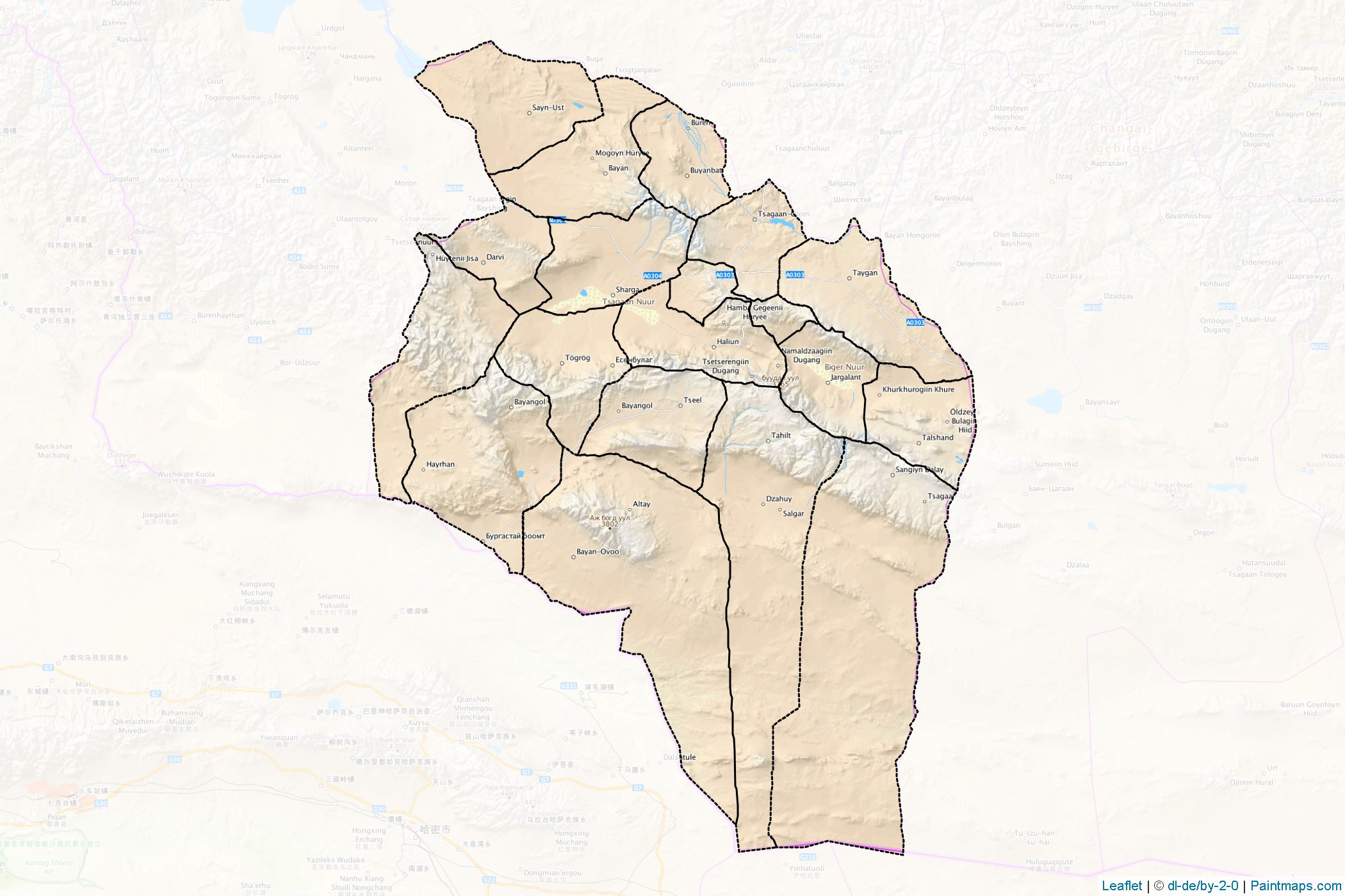 Muestras de recorte de mapas Govi-Altay (Mongolia)-1