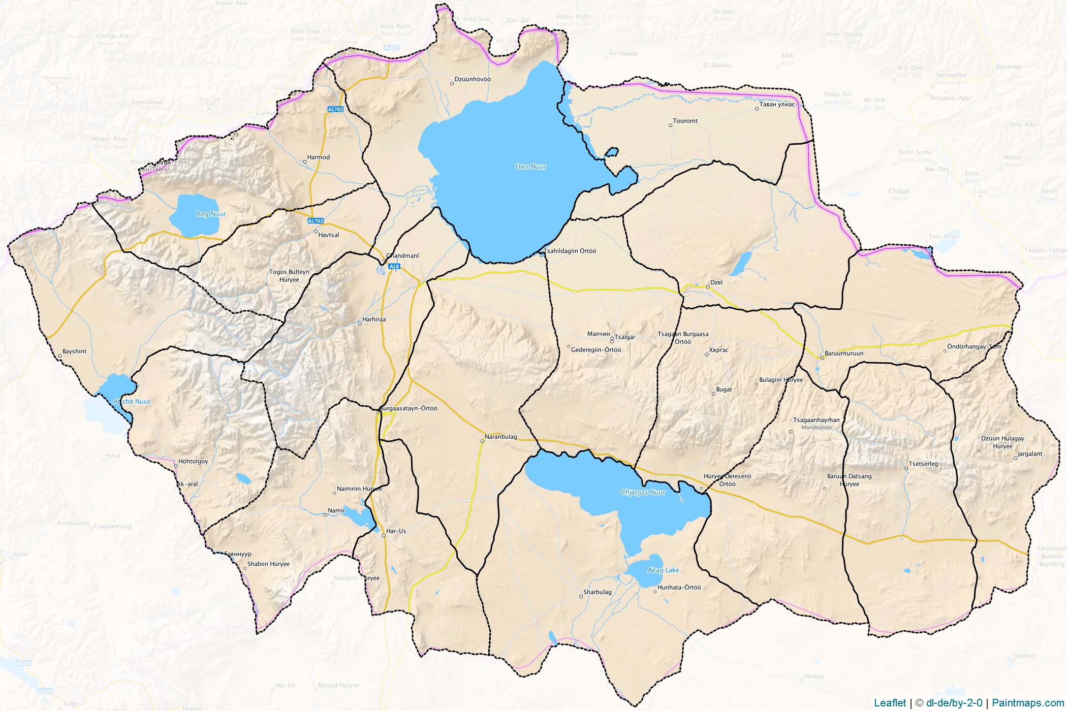 Uvs (Mongolia) Map Cropping Samples-1