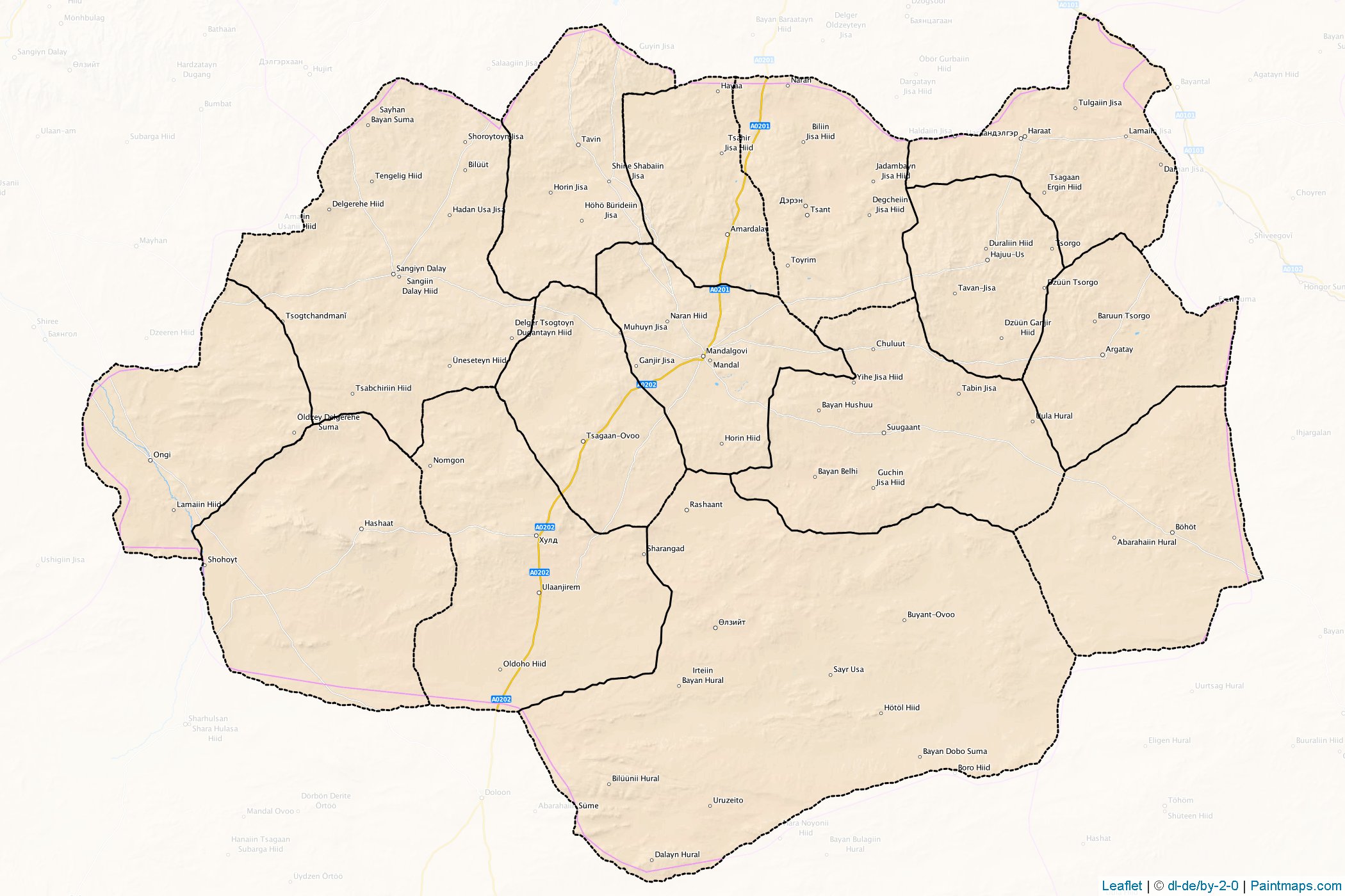 Muestras de recorte de mapas Dundgovi (Mongolia)-1