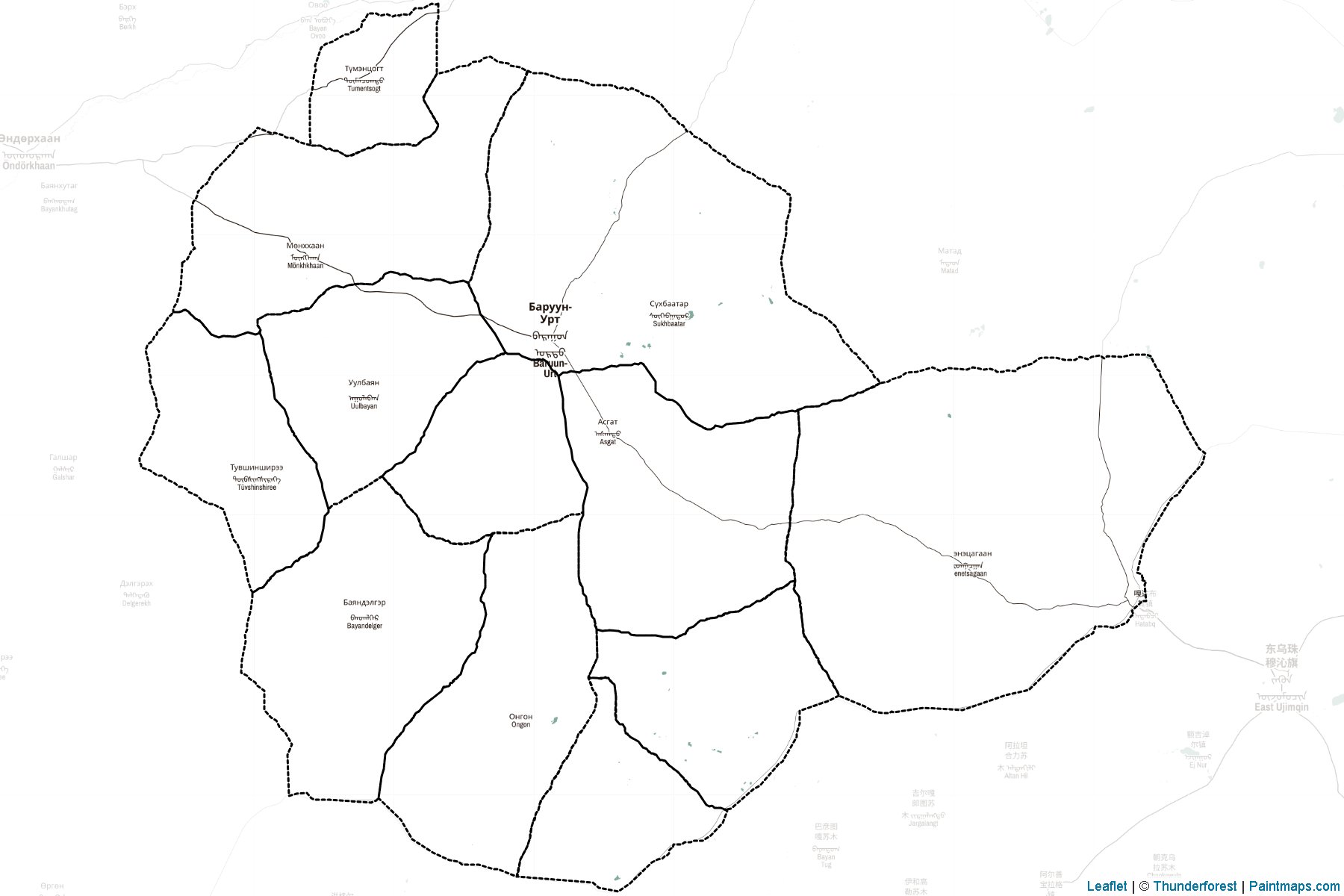 Muestras de recorte de mapas Sühbaatar (Mongolia)-2