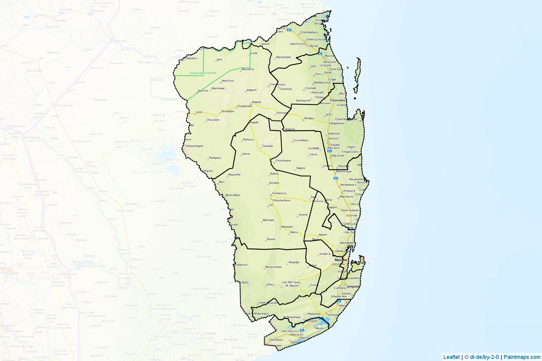 Muestras de recorte de mapas Inhambane (Mozambique)-1