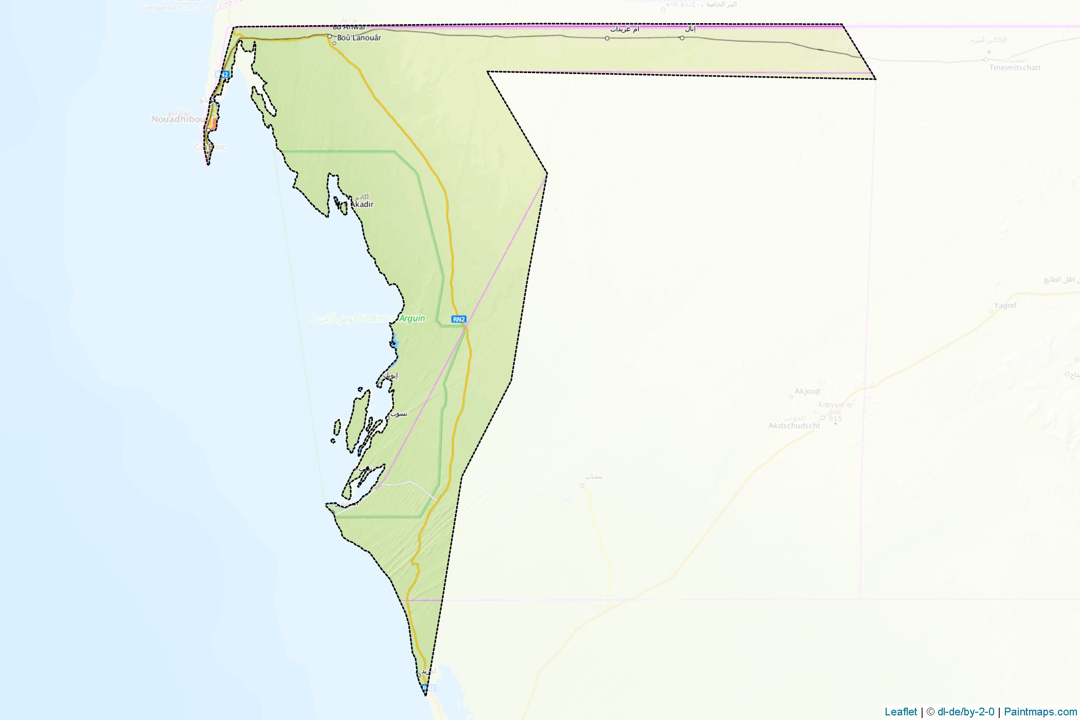 Muestras de recorte de mapas Dakhlet Nouadhibou (Mauritania)-1