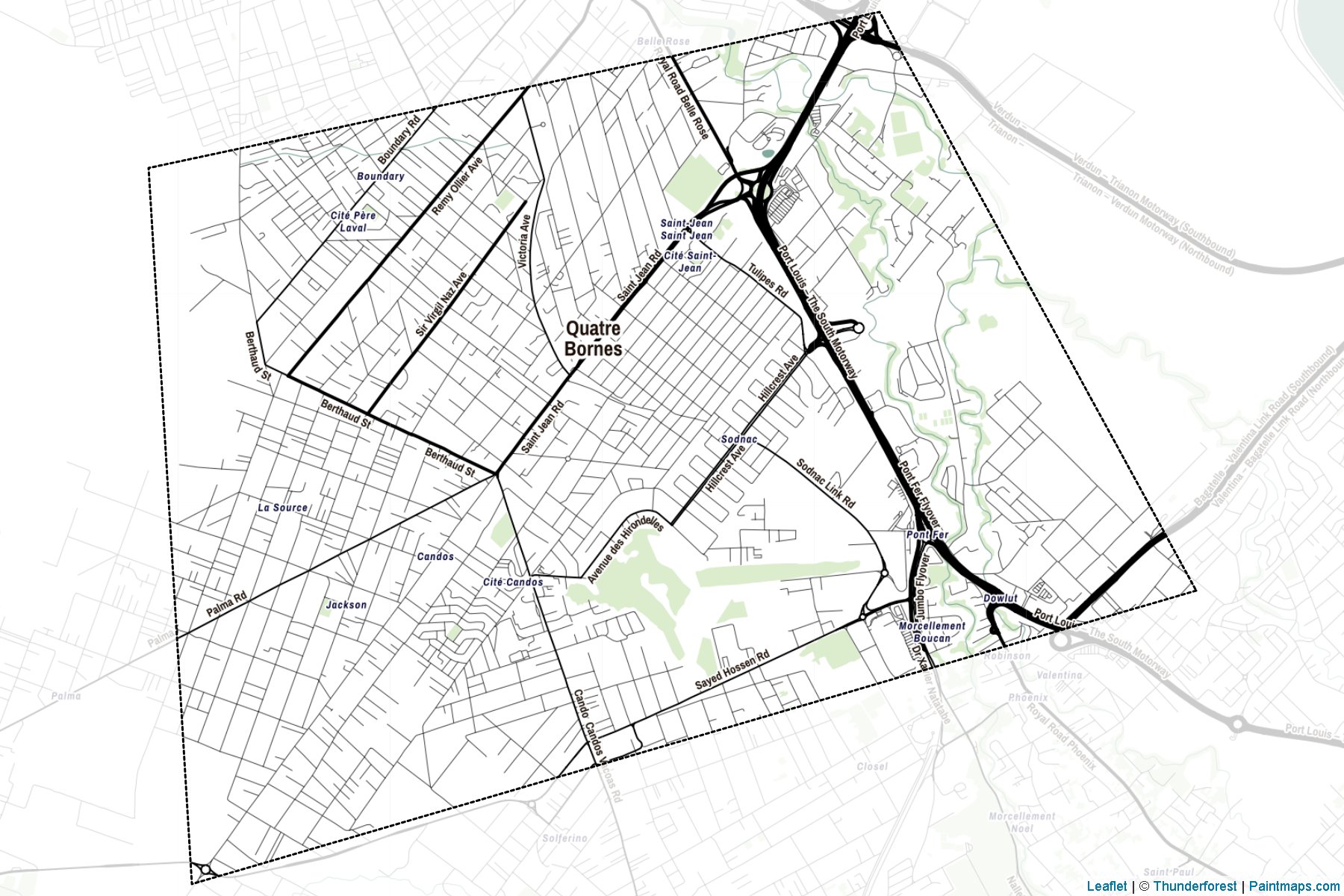 Muestras de recorte de mapas Quatre Bornes (Mauricio)-2