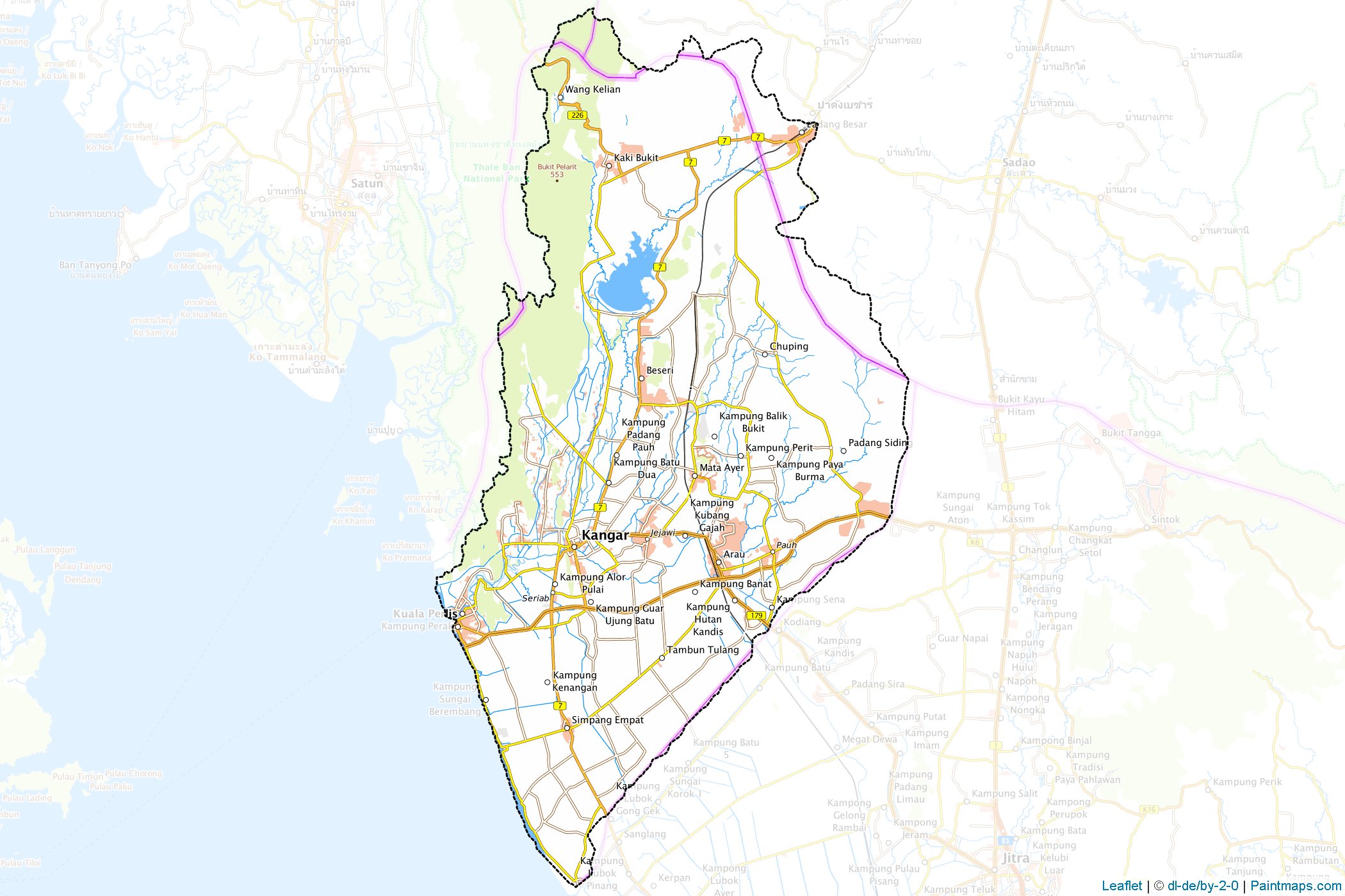 Crea mapas imprimibles de Perlis con enmascaramiento (recorte) de ...