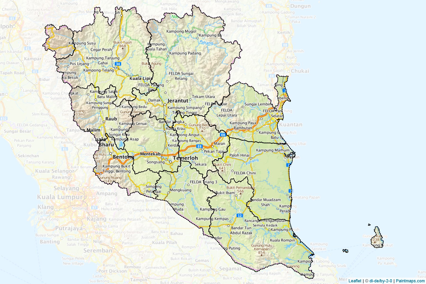 Pahang (Malezya) Haritası Örnekleri-1