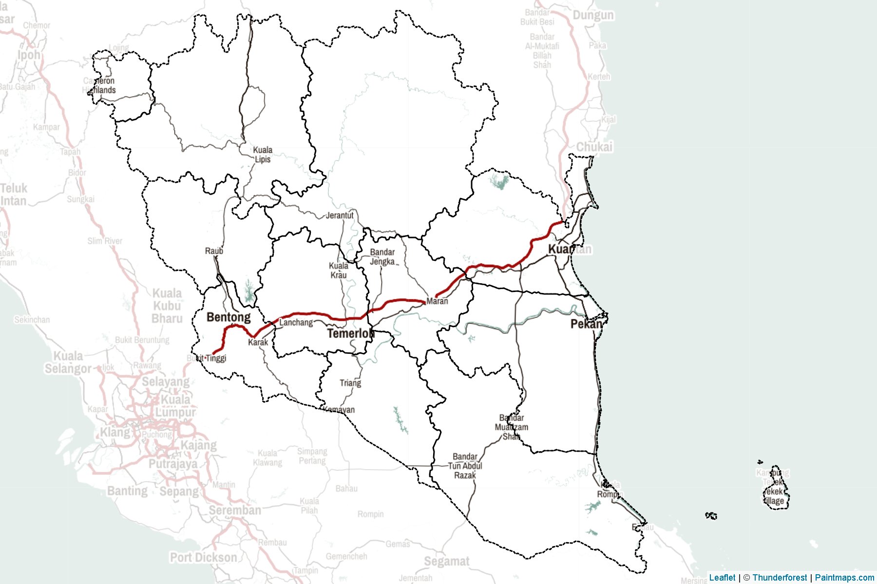 Muestras de recorte de mapas Pahang (Malasia)-2