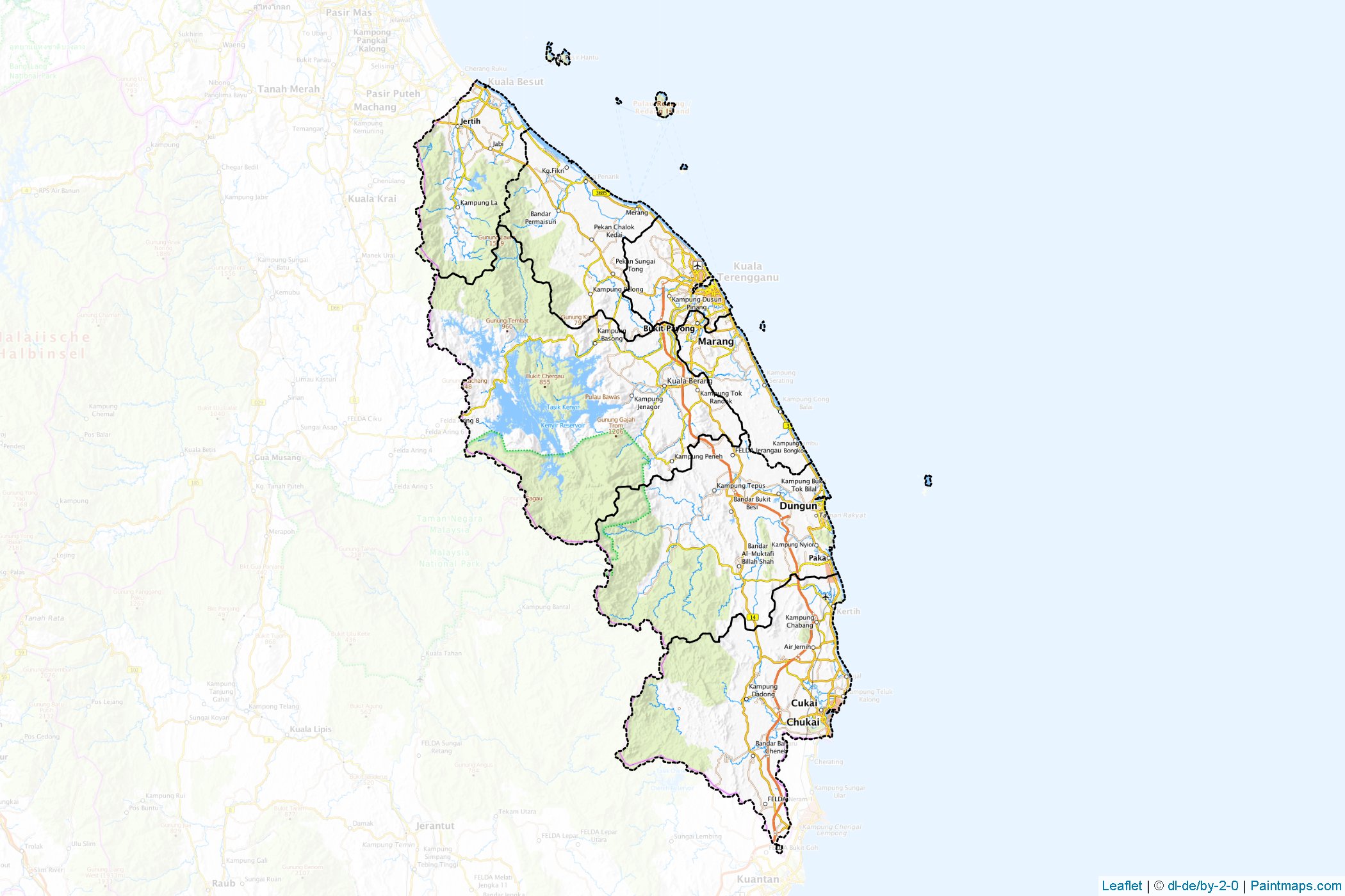 Muestras de recorte de mapas Trengganu (Malasia)-1