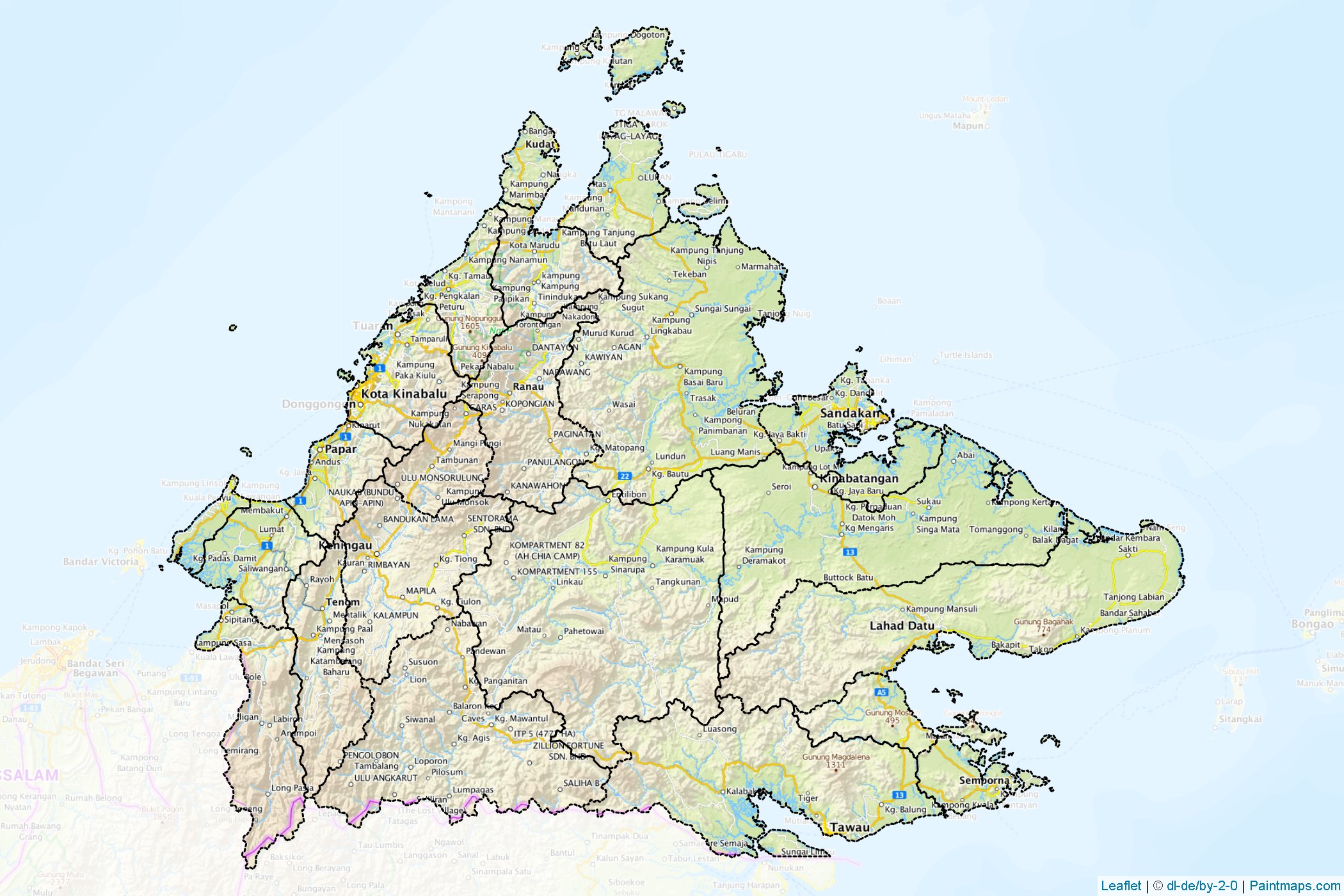 Sabah (Malaysia) Map Cropping Samples-1