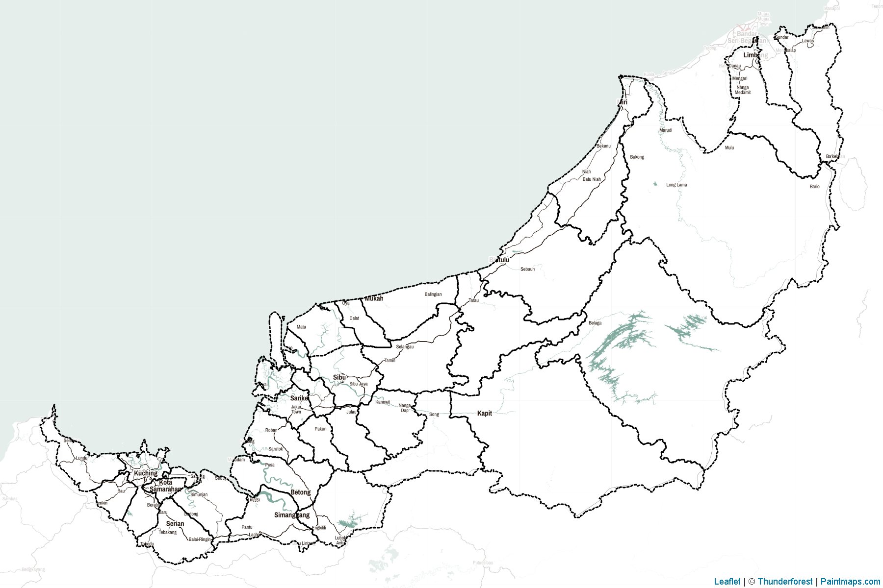 Muestras de recorte de mapas Sarawak (Malasia)-2