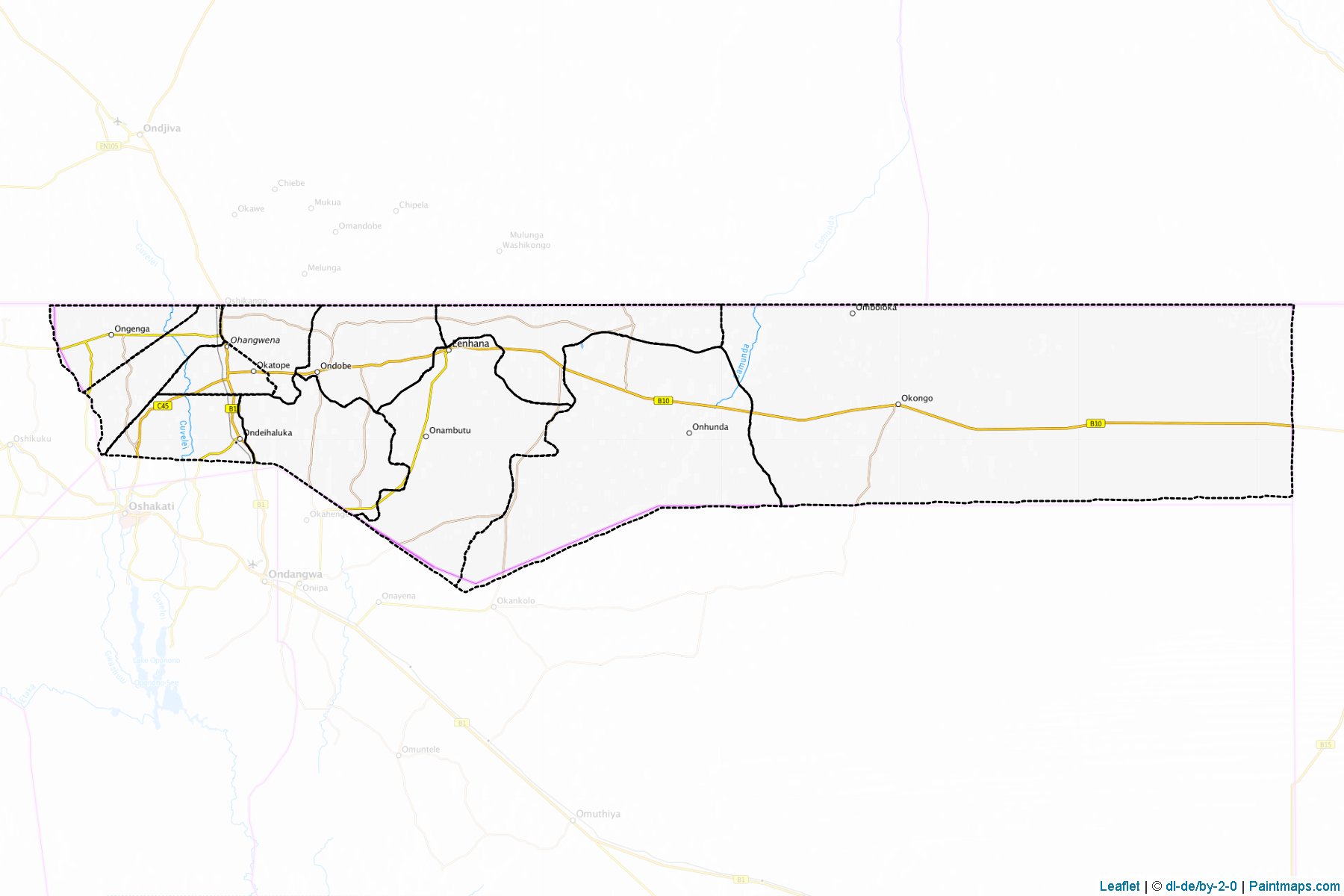 Muestras de recorte de mapas Ohangwena (Namibia)-1