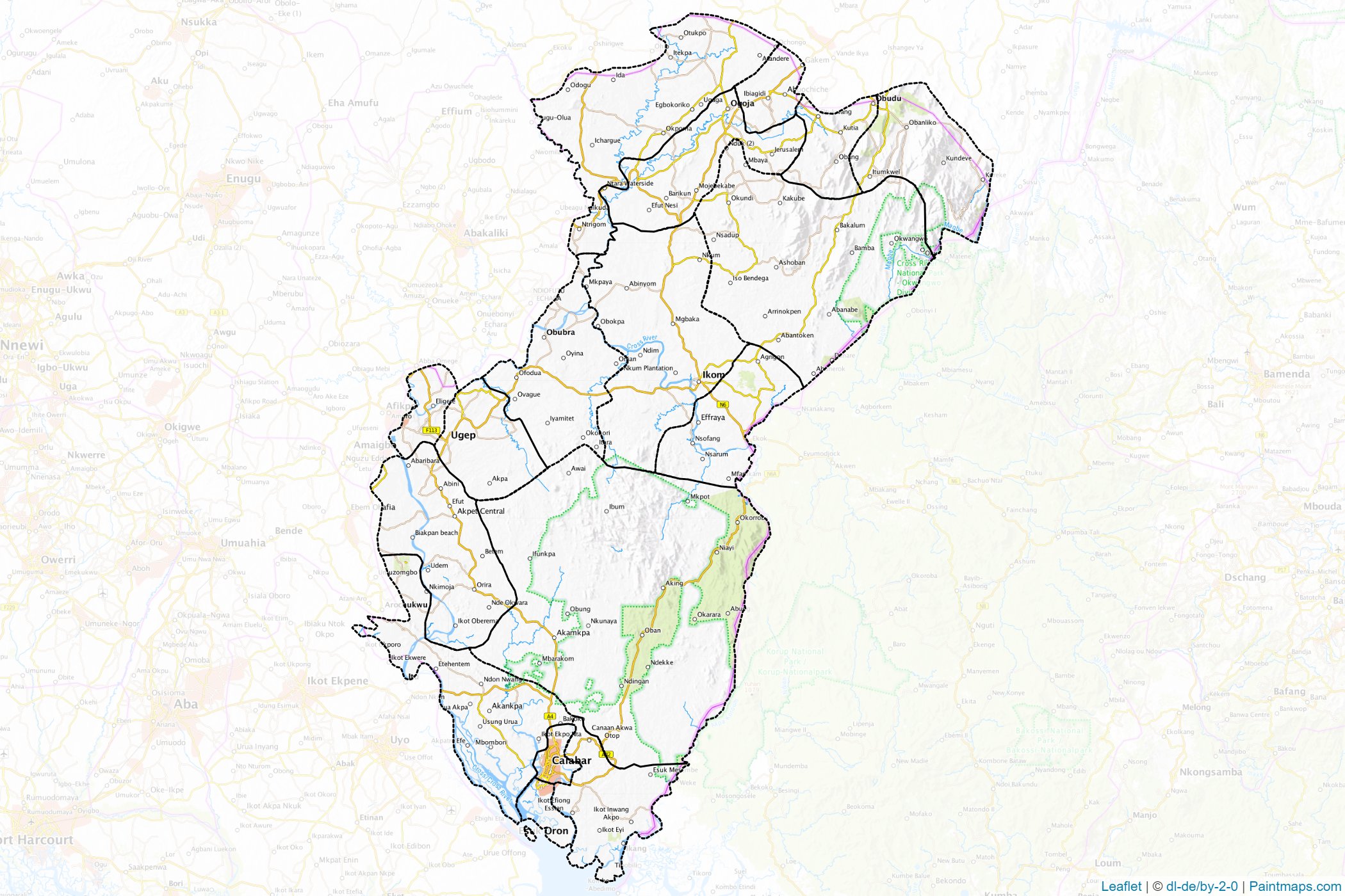 Muestras de recorte de mapas Cross River (Nigeria)-1