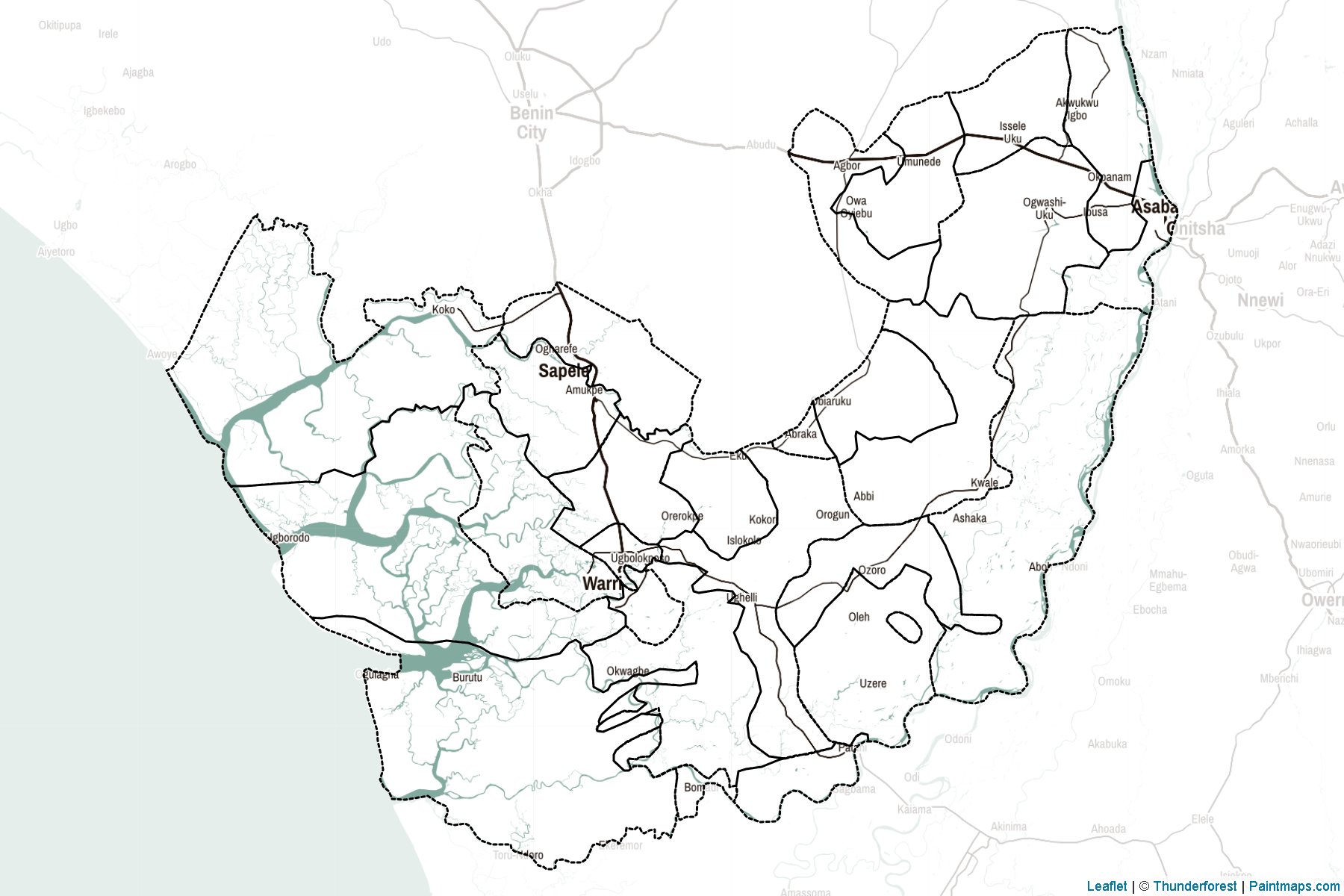 Delta Eyaleti (Nijerya) Haritası Örnekleri-2