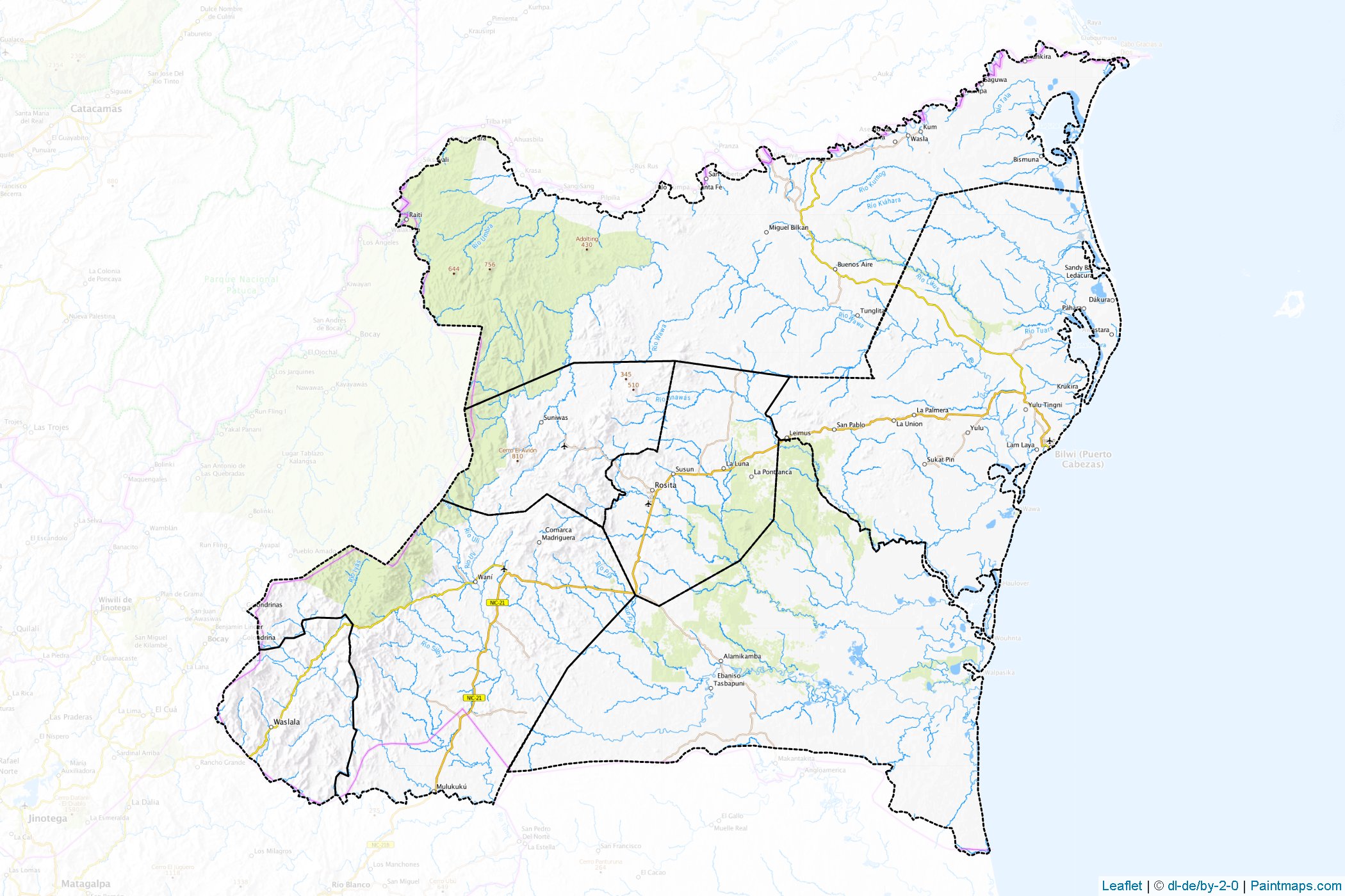 Región Autónoma del Caribe Norte (Nicaragua) Map Cropping Samples-1