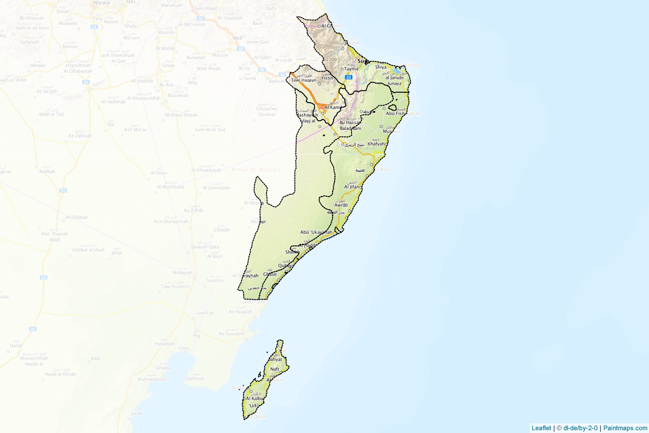 Muestras de recorte de mapas Ash Sharqiyah South (Omán)-1