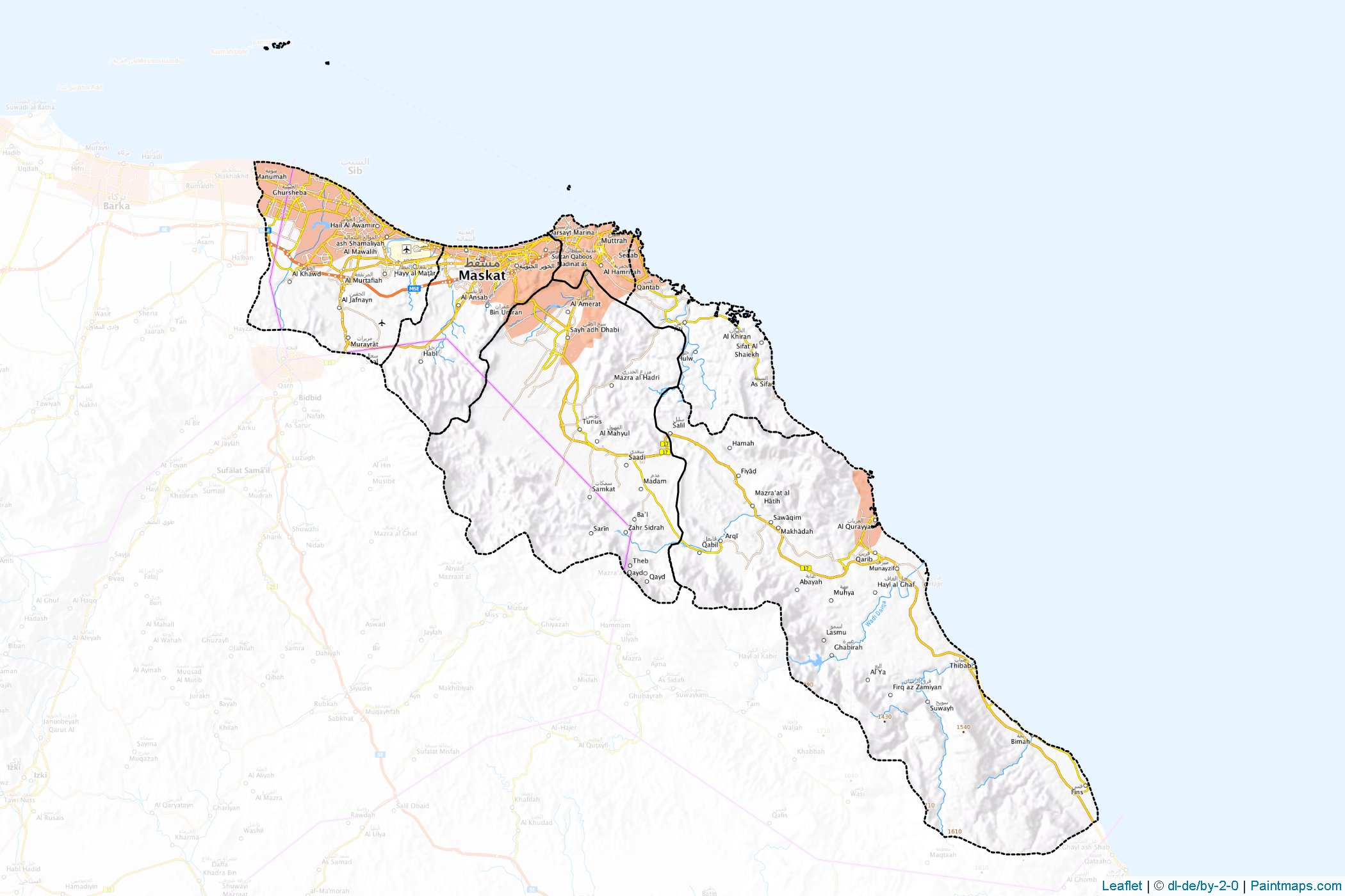Maskat valiliği (Umman) Haritası Örnekleri-1
