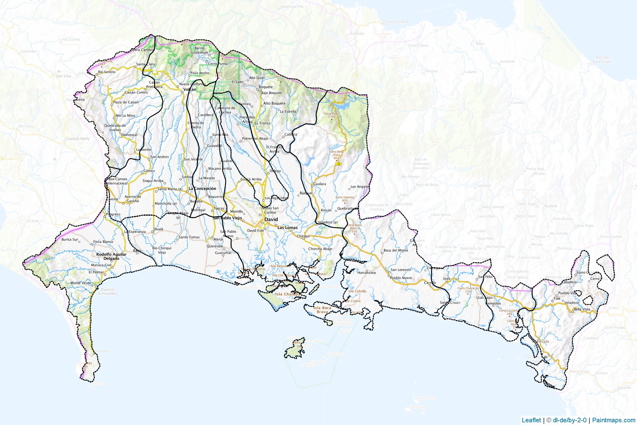 Muestras de recorte de mapas Chiriquí (Panamá)-1