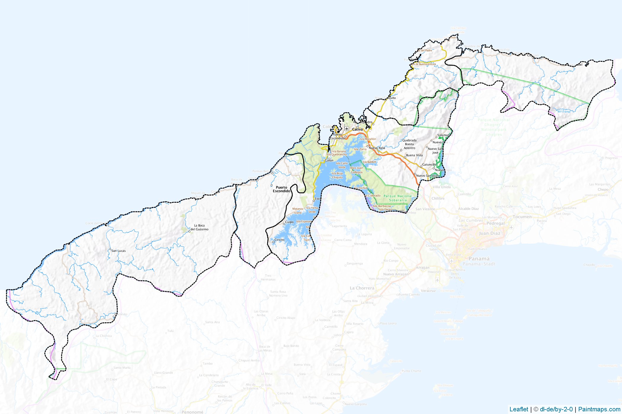 Muestras de recorte de mapas Colón (Panamá)-1