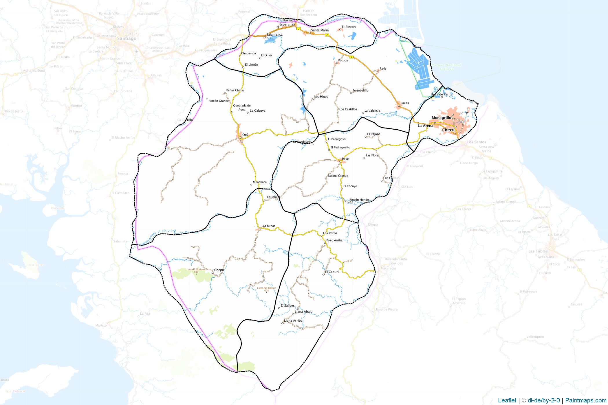 Muestras de recorte de mapas Herrera (Panamá)-1