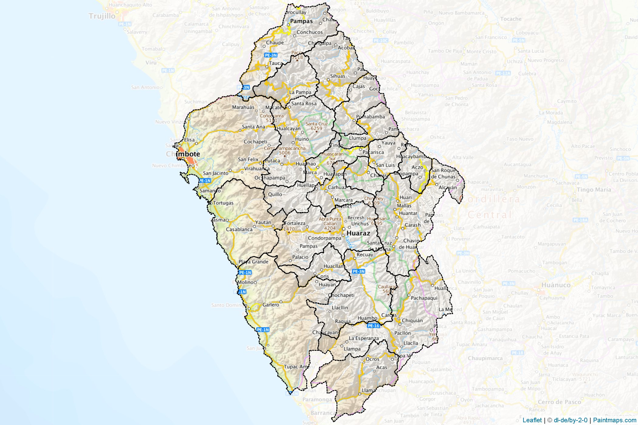 Muestras de recorte de mapas Ancash (Perú)-1