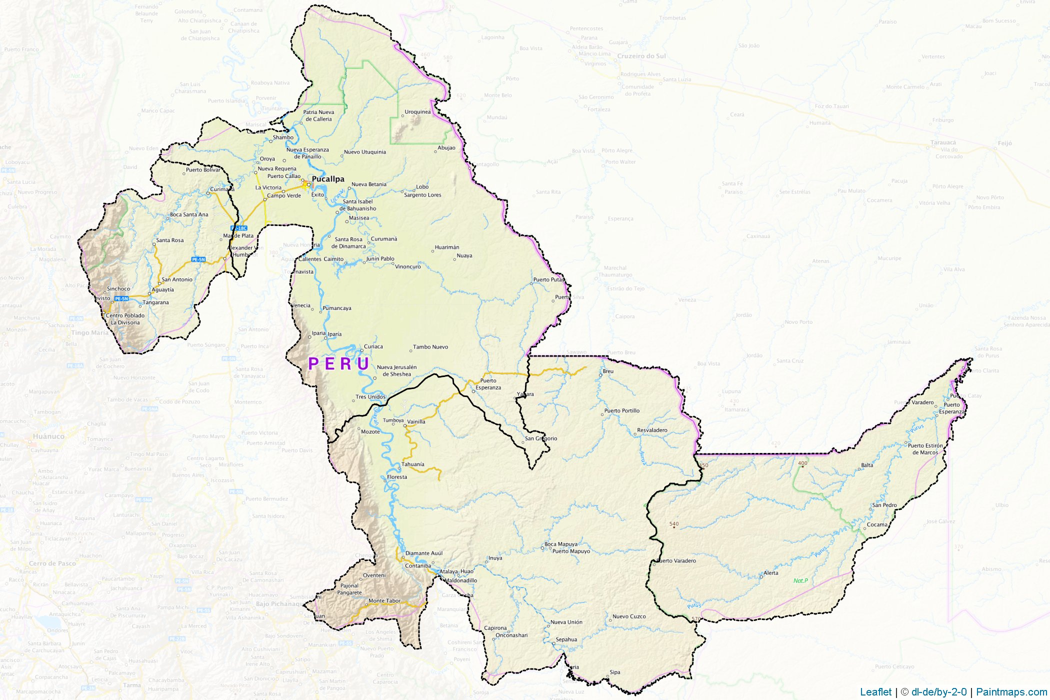 Muestras de recorte de mapas Ucayali (Perú)-1