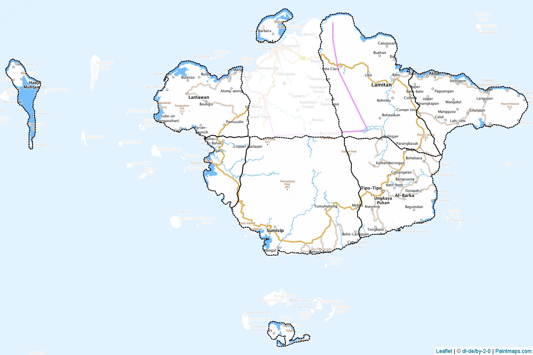 Muestras de recorte de mapas Basilan (Filipinas)-1