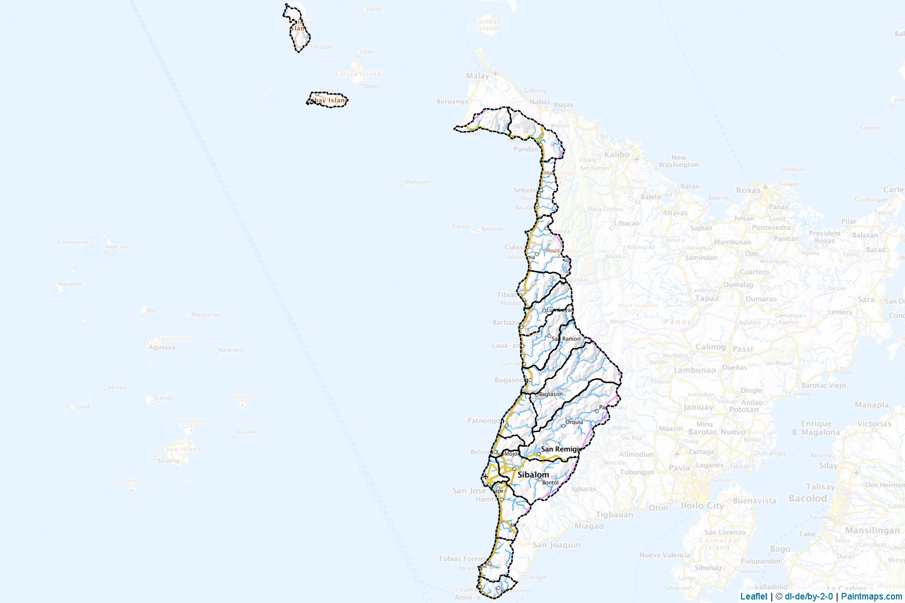 Muestras de recorte de mapas Antique (Filipinas)-1