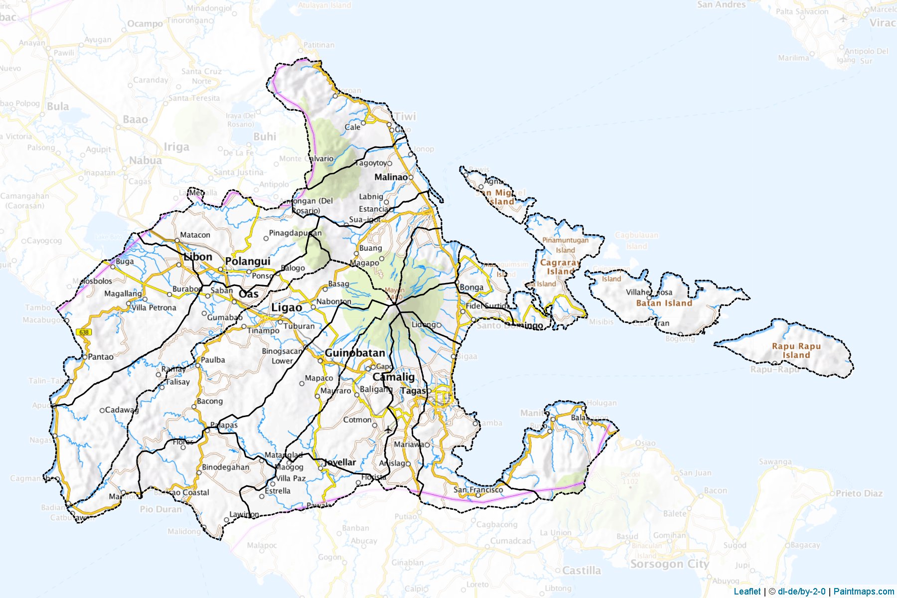 Muestras de recorte de mapas Albay (Filipinas)-1