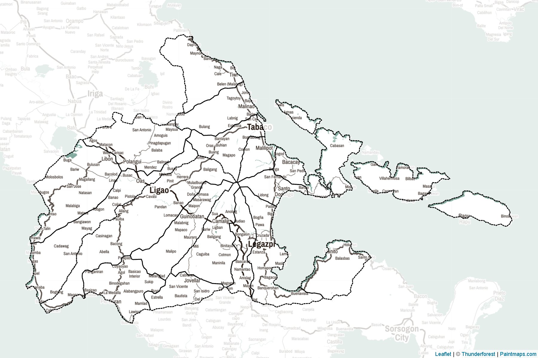 Muestras de recorte de mapas Albay (Filipinas)-2