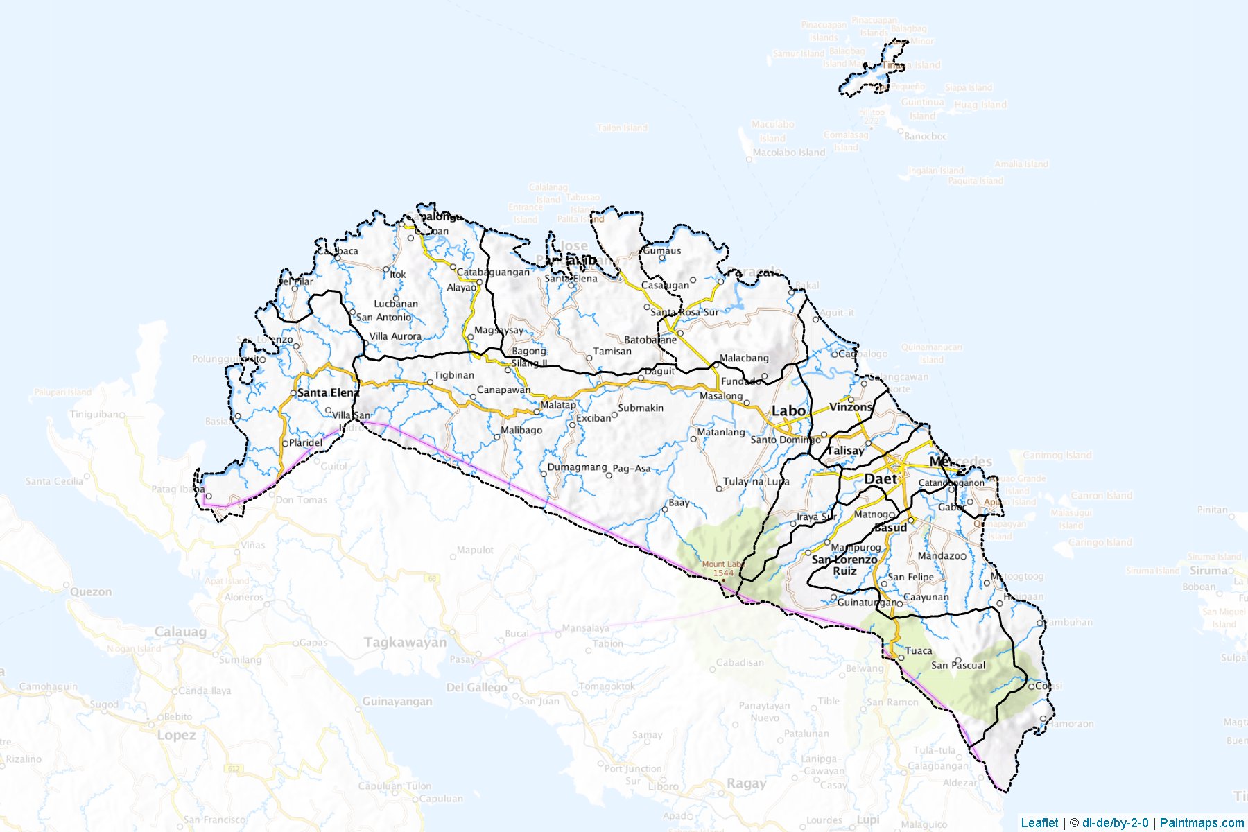 Muestras de recorte de mapas Camarines Norte (Filipinas)-1