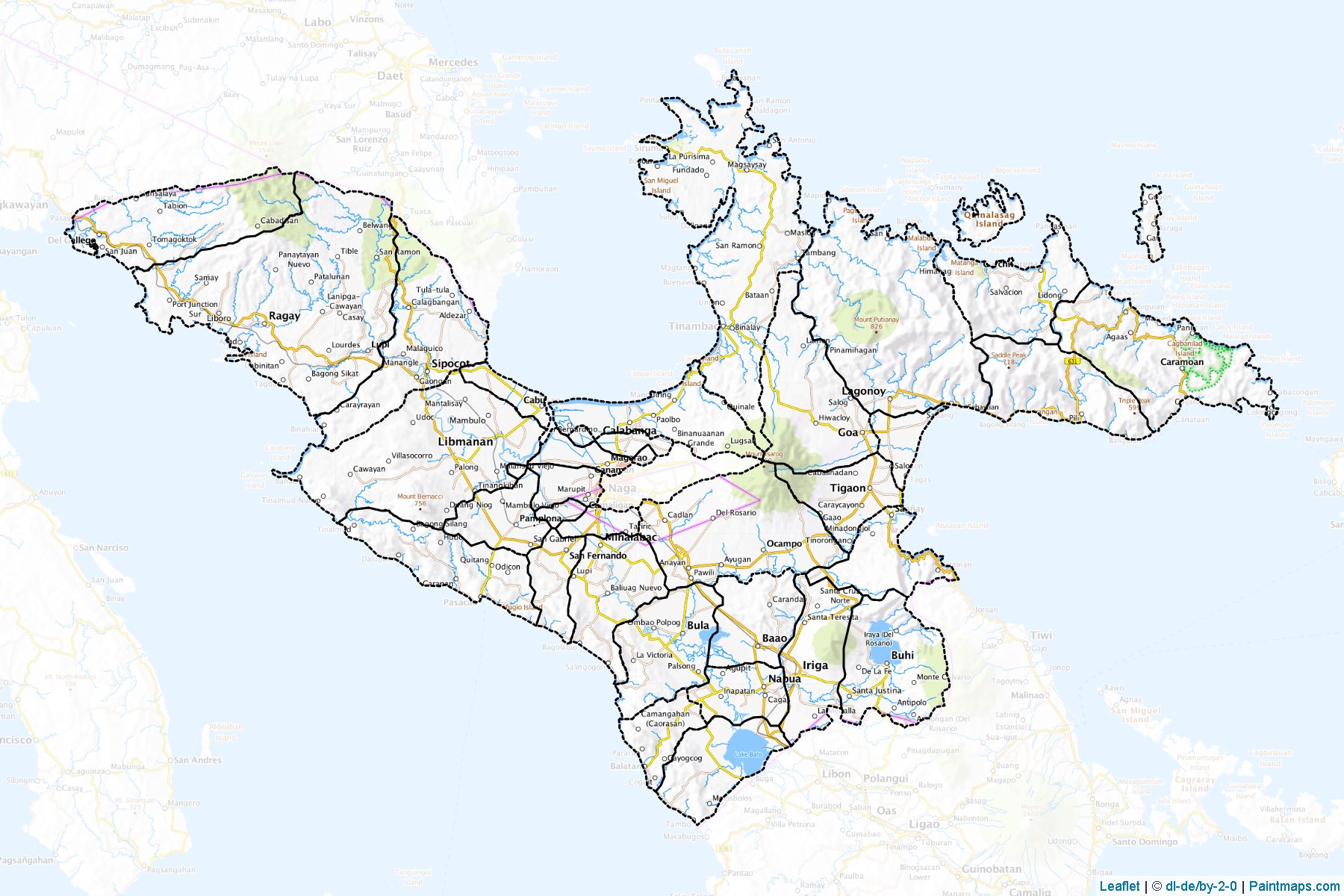 Muestras de recorte de mapas Camarines Sur (Filipinas)-1