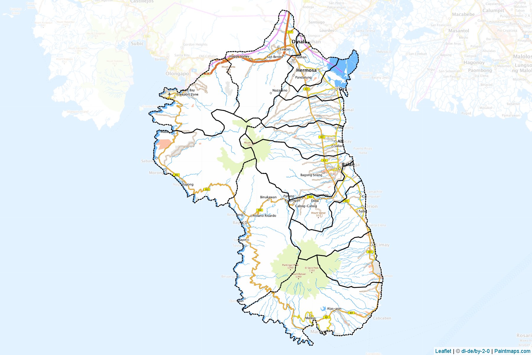 Muestras de recorte de mapas Bataan (Filipinas)-1