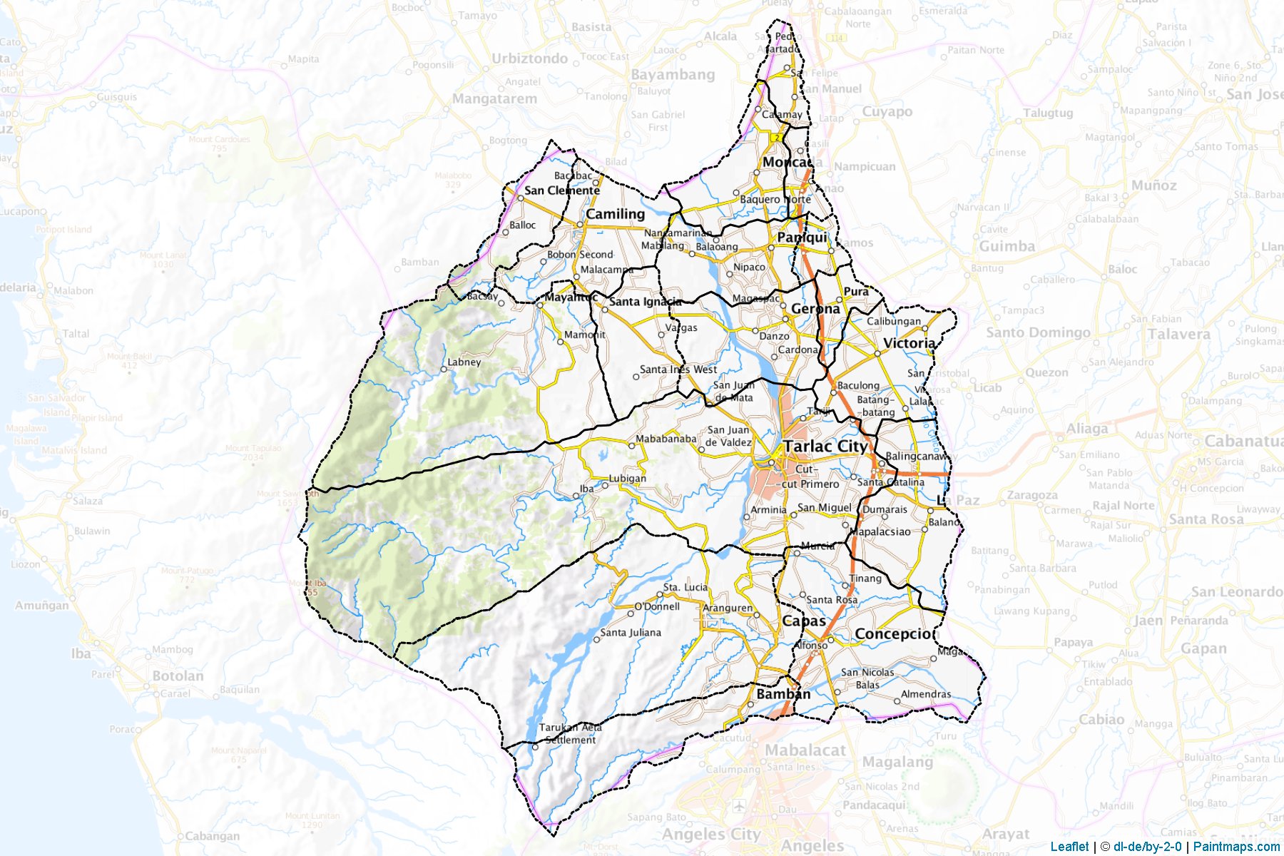 Muestras de recorte de mapas Tarlac (Filipinas)-1