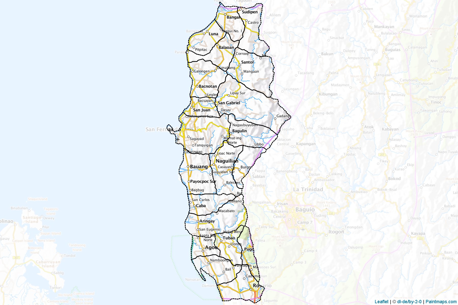 Muestras de recorte de mapas La Union (Filipinas)-1