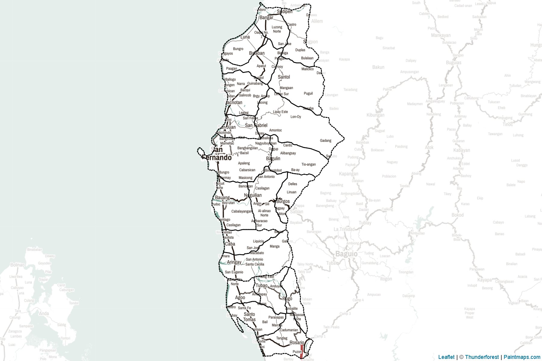 Muestras de recorte de mapas La Union (Filipinas)-2