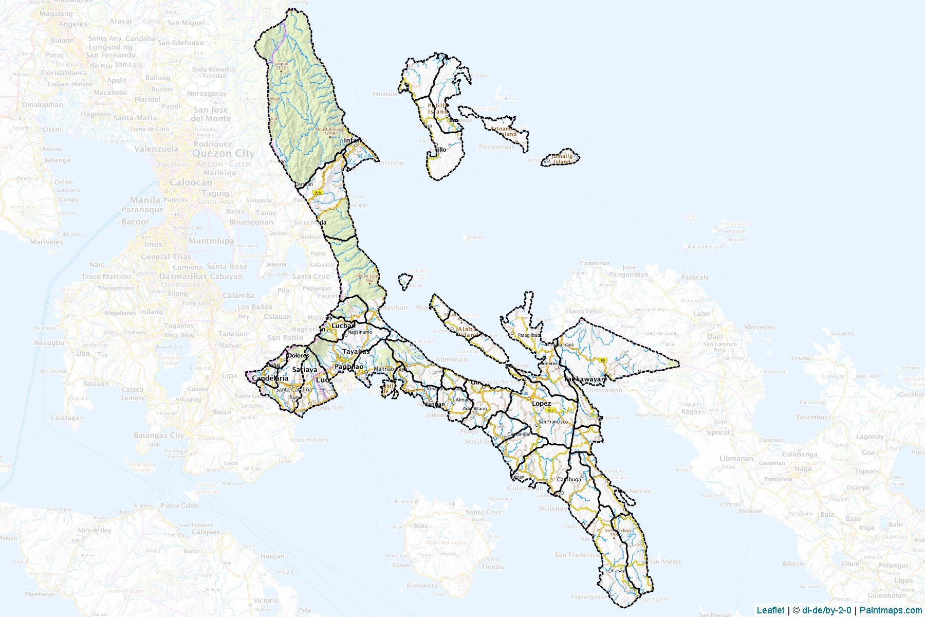 Muestras de recorte de mapas Quezon (Filipinas)-1