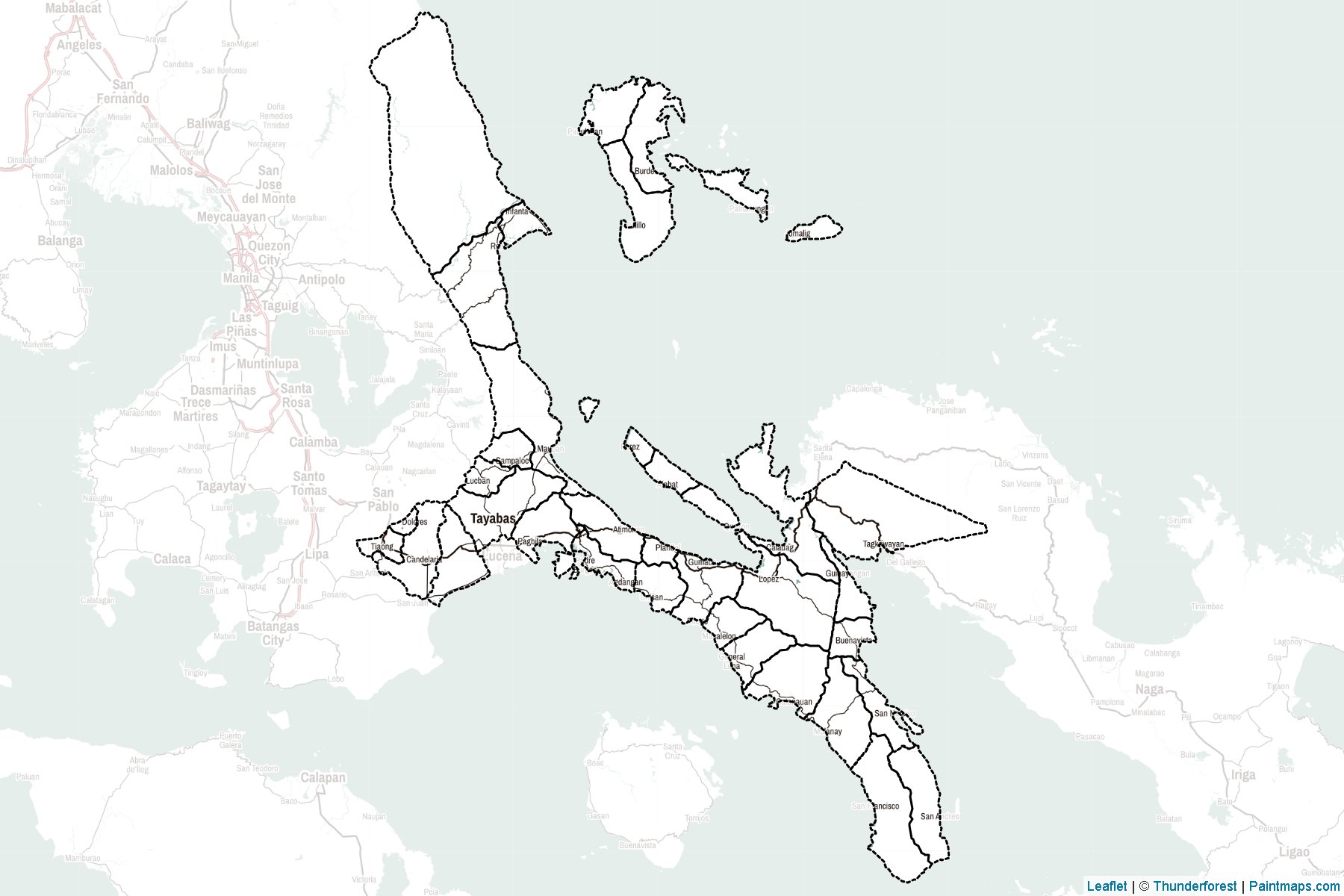 Muestras de recorte de mapas Quezon (Filipinas)-2