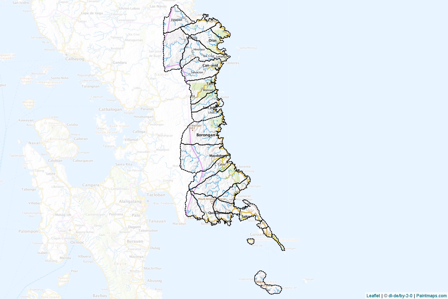 Muestras de recorte de mapas Eastern Samar (Filipinas)-1