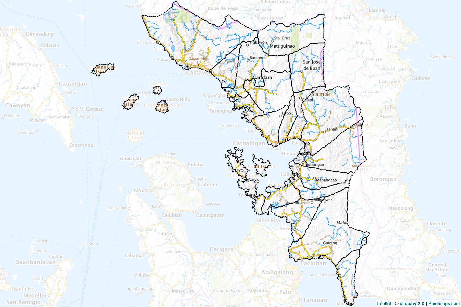 Muestras de recorte de mapas Samar (Filipinas)-1